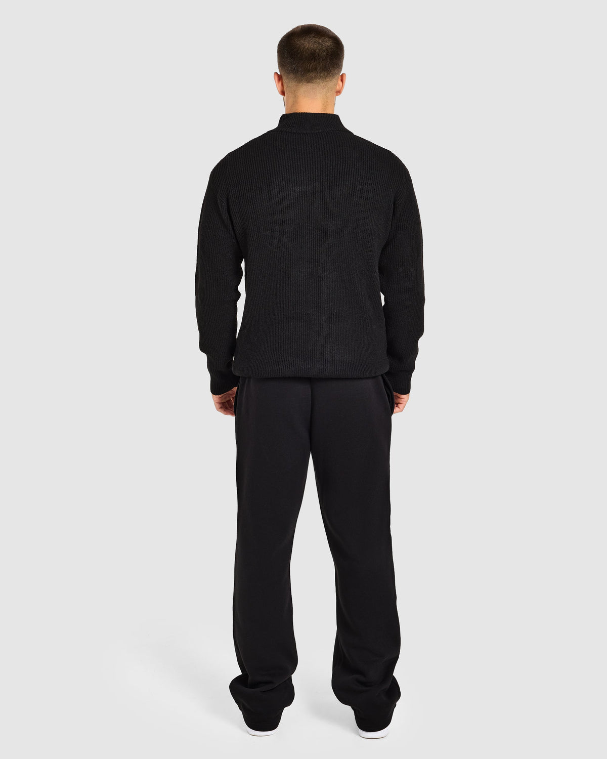 Signature Knitted 1/4 Zip Pullover - Black
