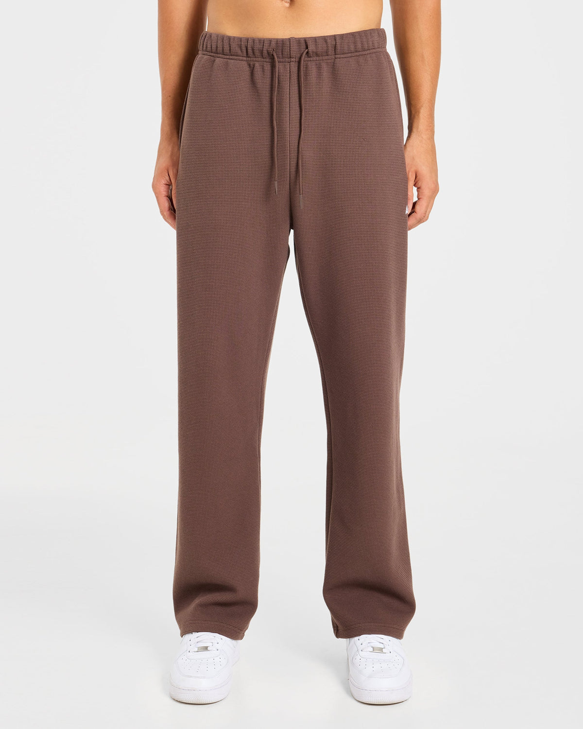 Waffle Oversized Straight Leg Joggers - Dark Taupe