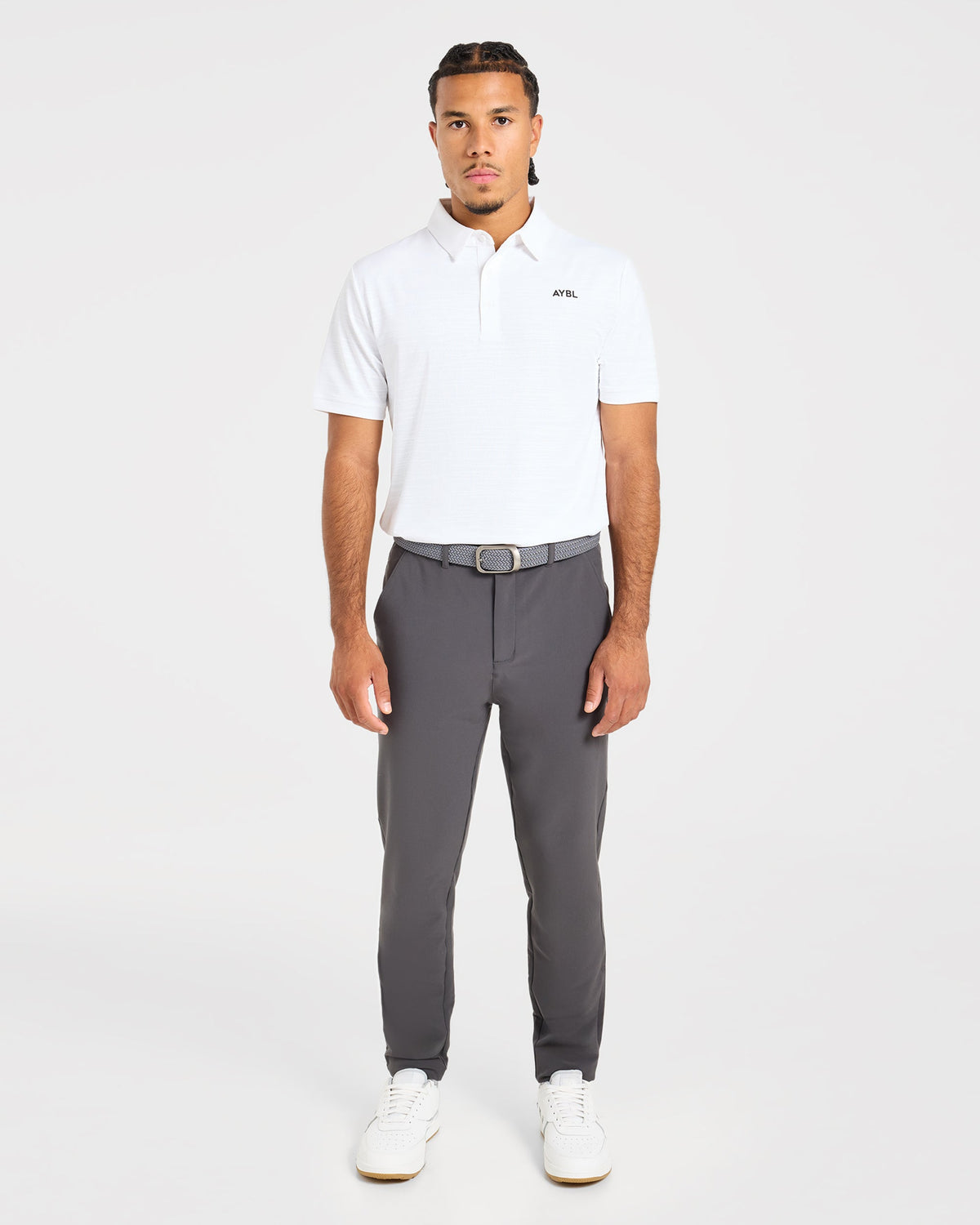 Precision Textured Stripe Polo - Off White