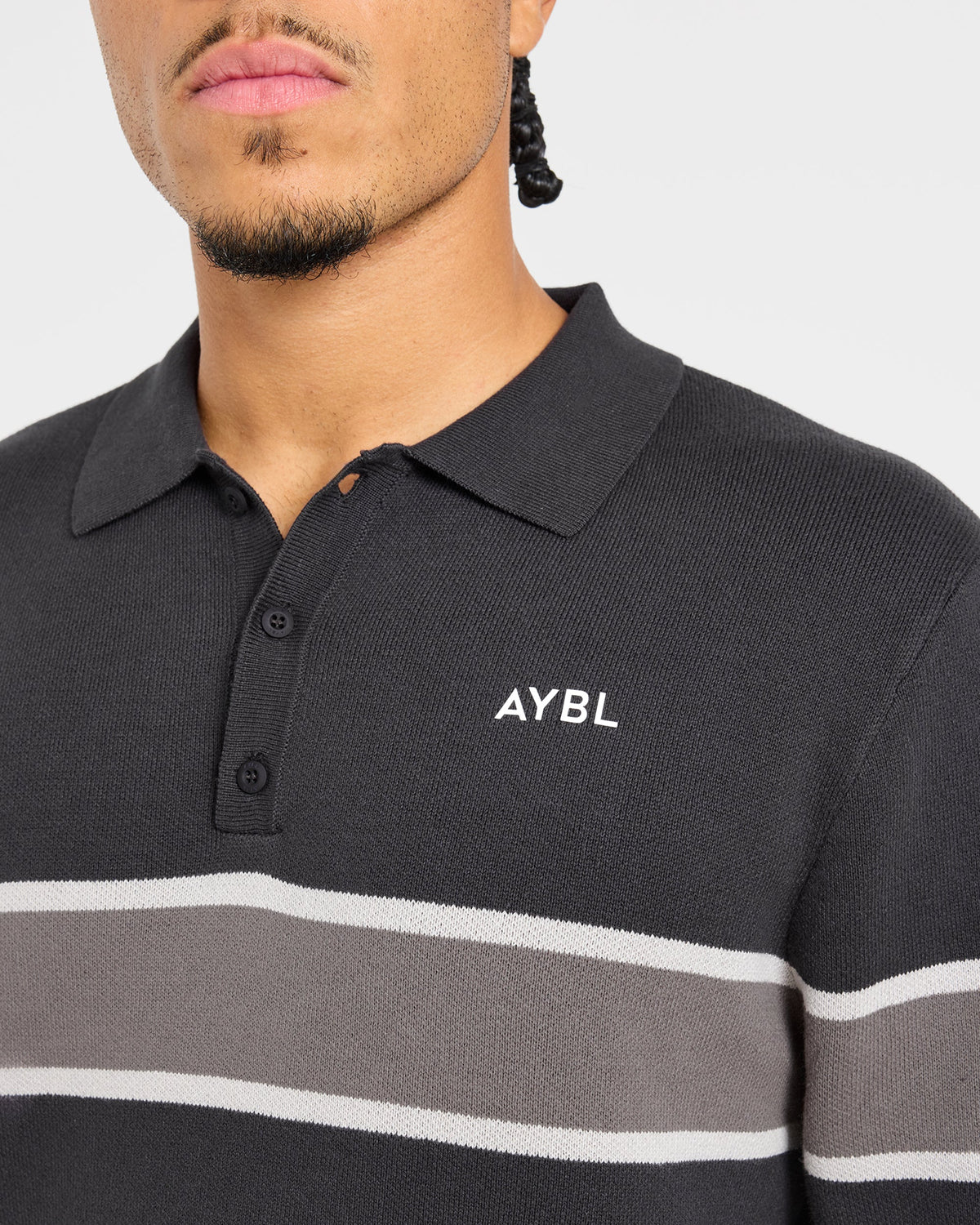 Golf Knitted Stripe Pullover - Charcoal