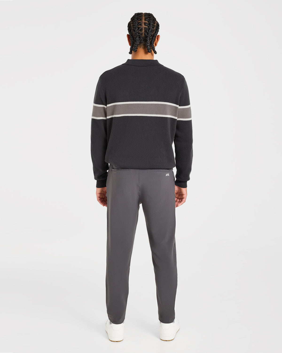Golf Knitted Stripe Pullover - Charcoal