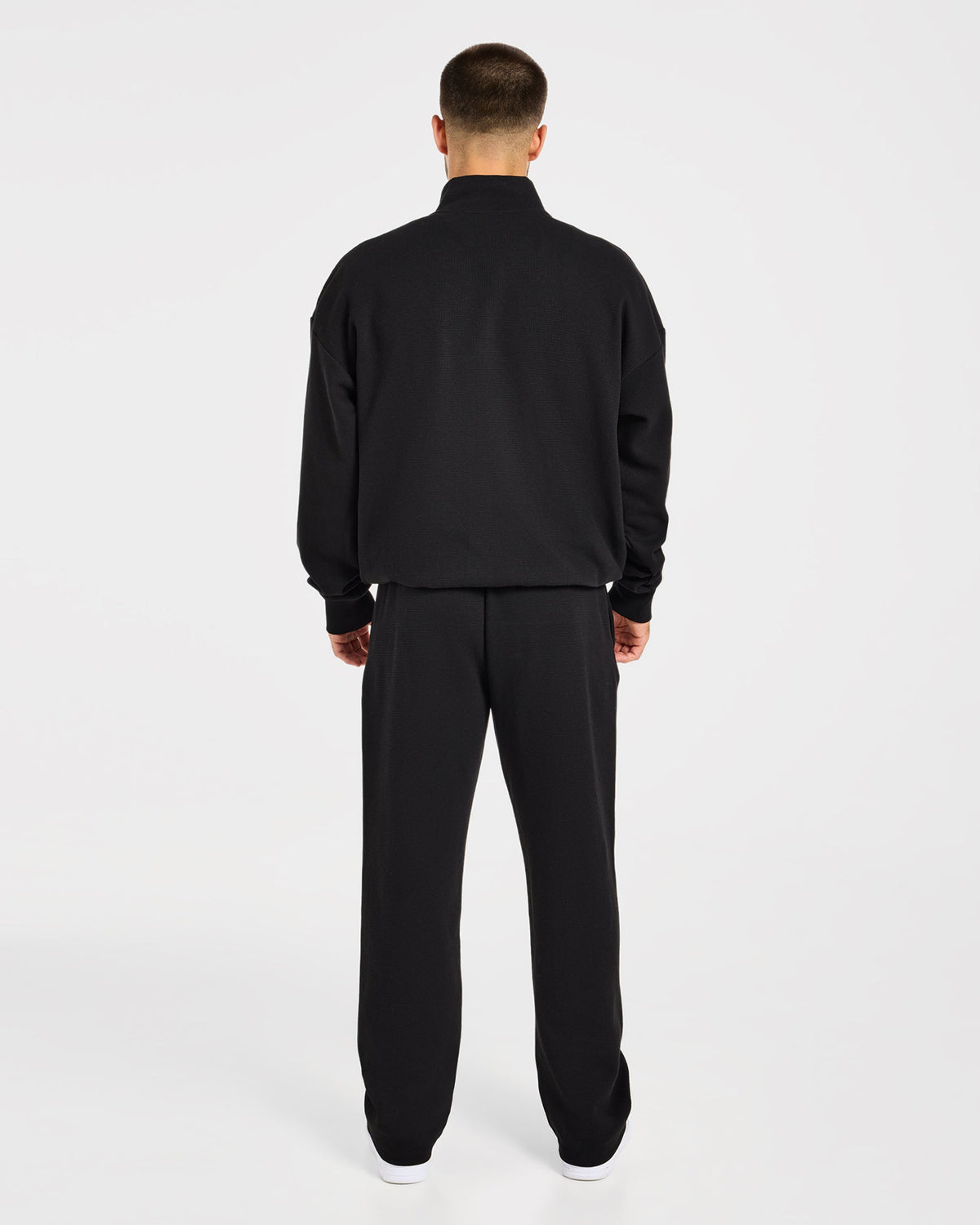 Waffle Oversized Straight Leg Joggers - Black