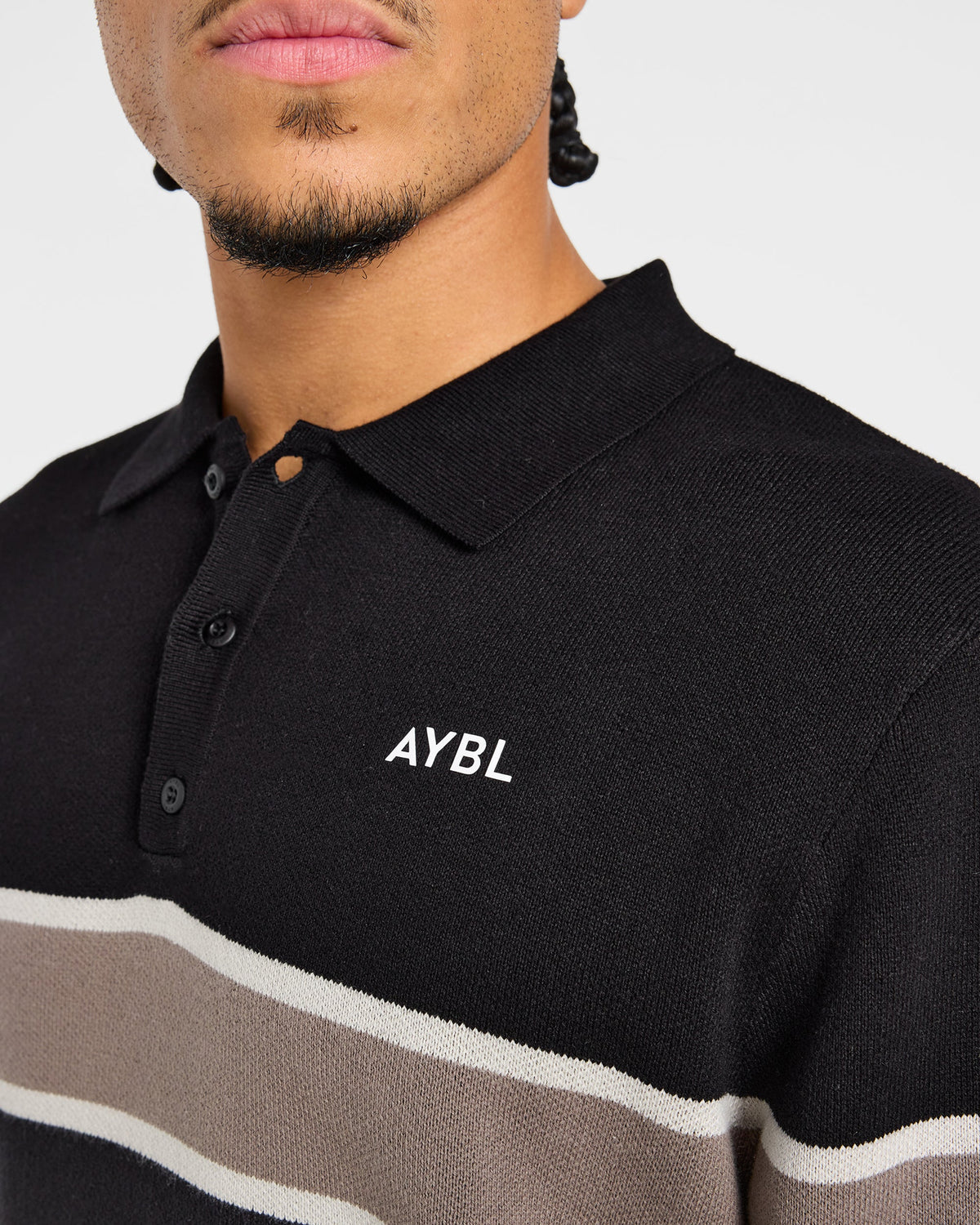 Golf Knitted Stripe Pullover - Black
