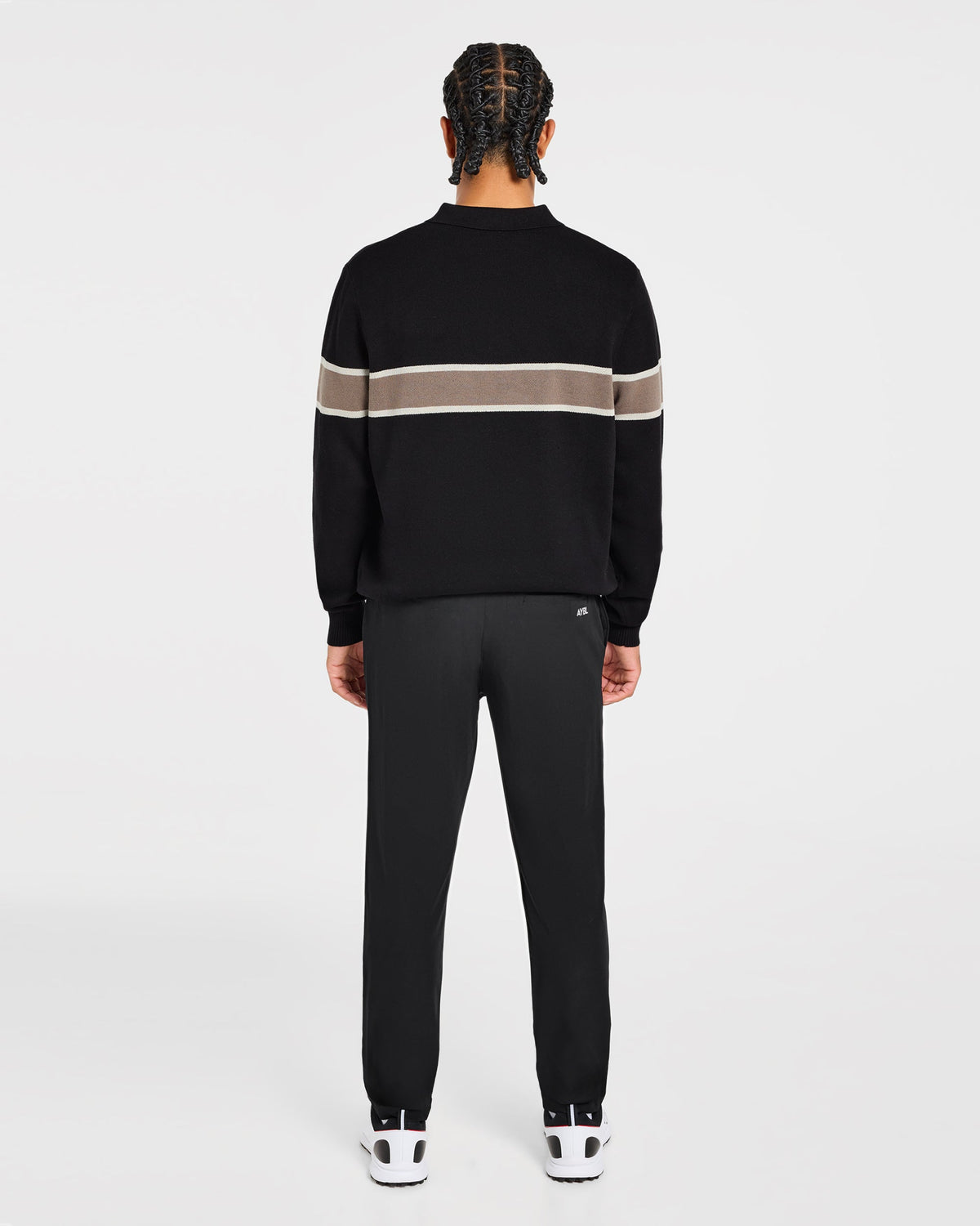 Golf Knitted Stripe Pullover - Black