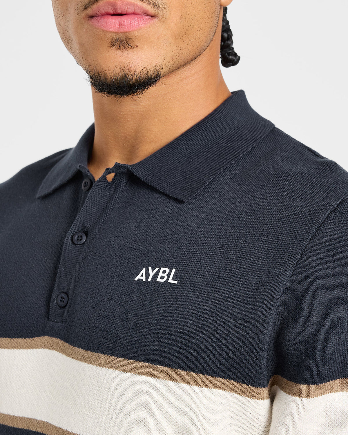Golf Knitted Stripe Pullover - Navy