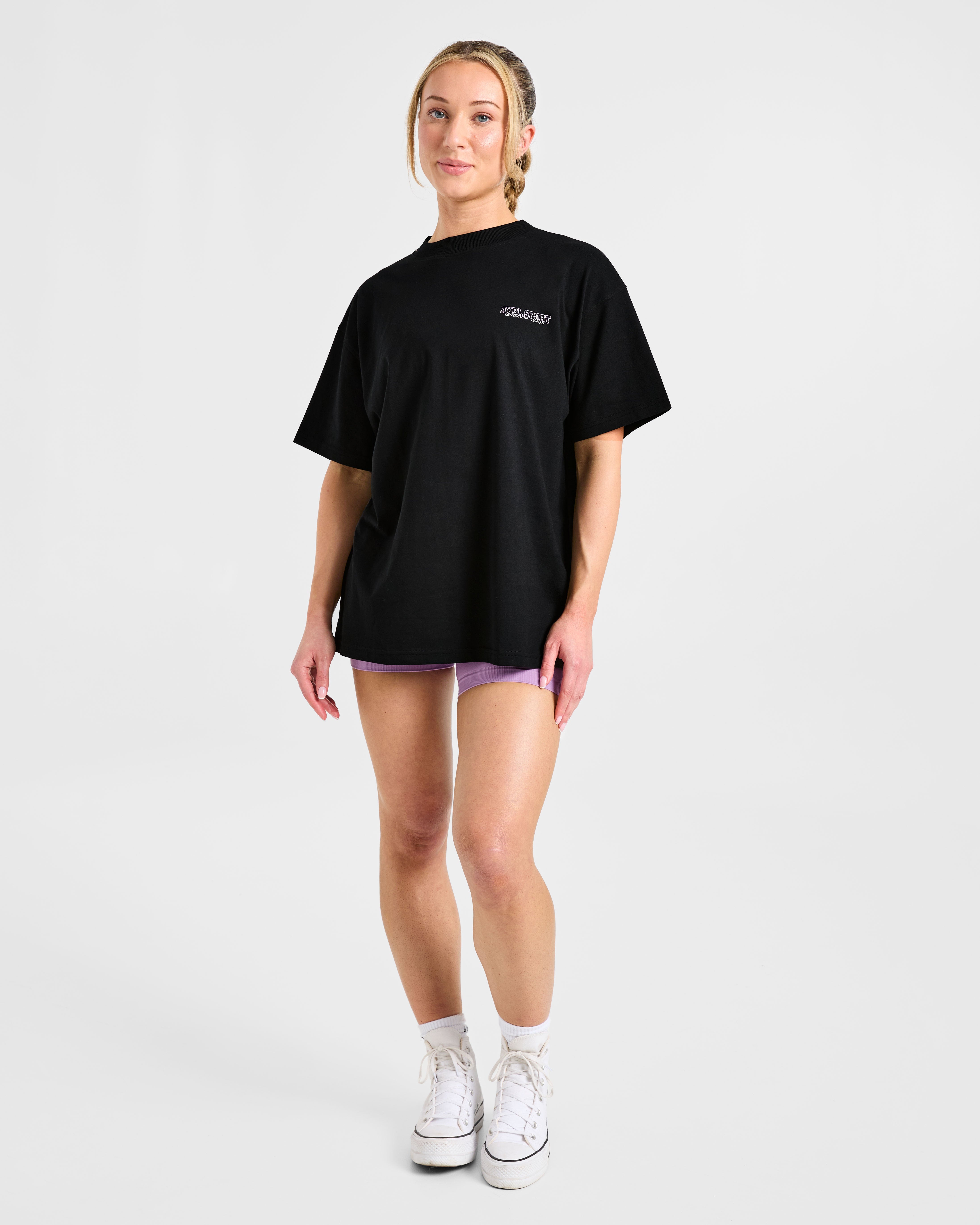 Varsity Dept. Oversized T Shirt - Black/Lilac