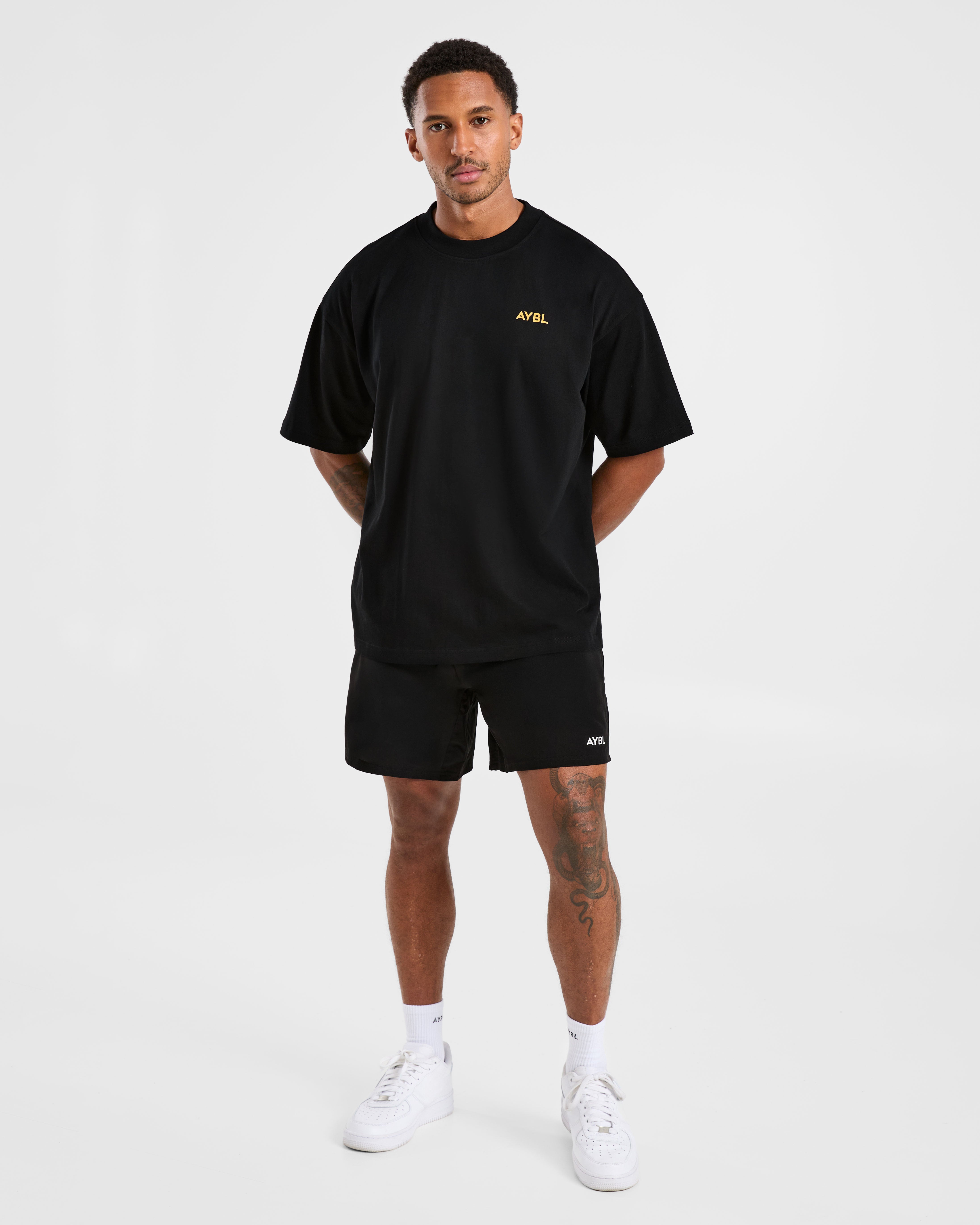 Essential Oversized T Shirt - Black/Mango Yellow