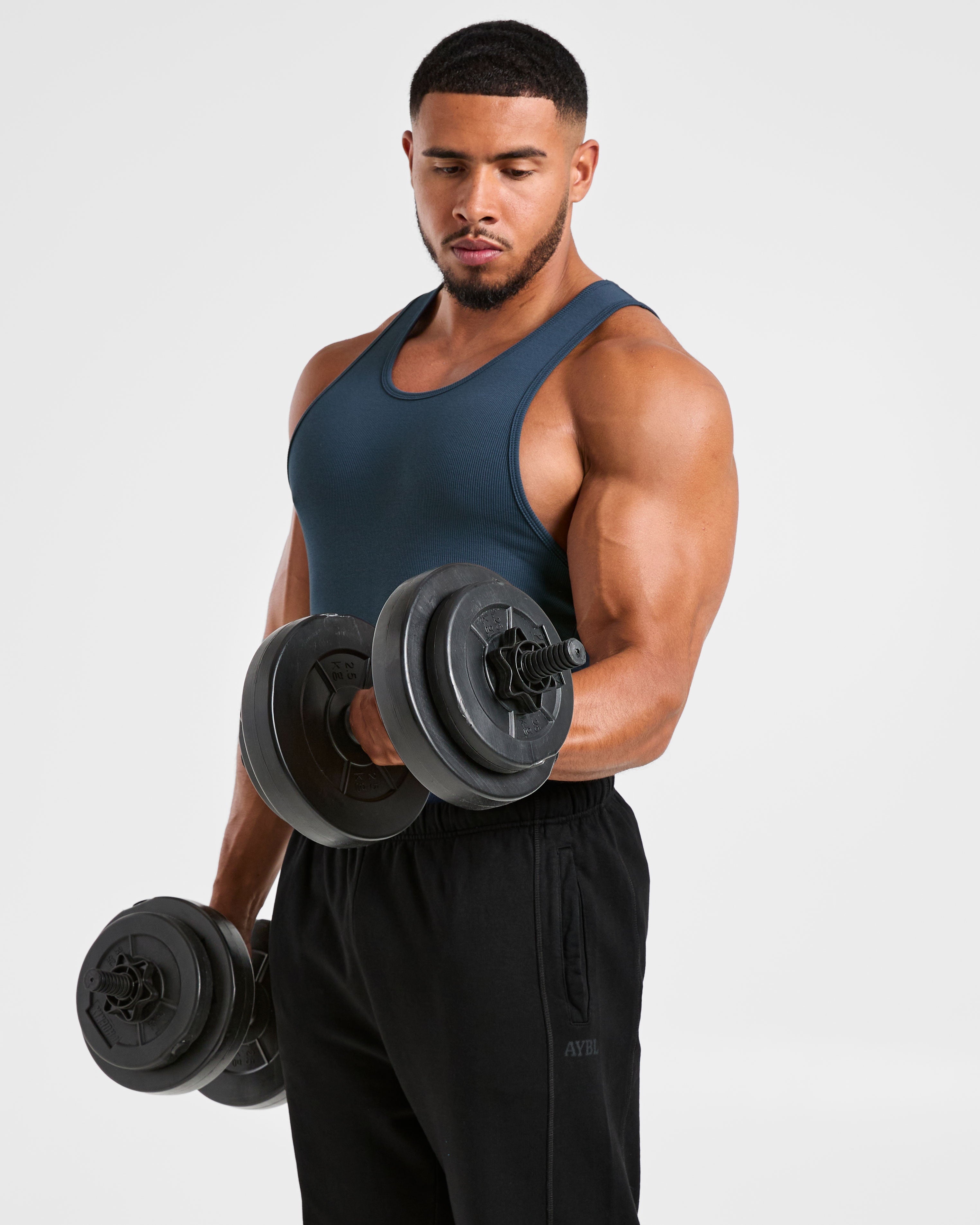 Muscle Ribbed Tank - Washed Navy