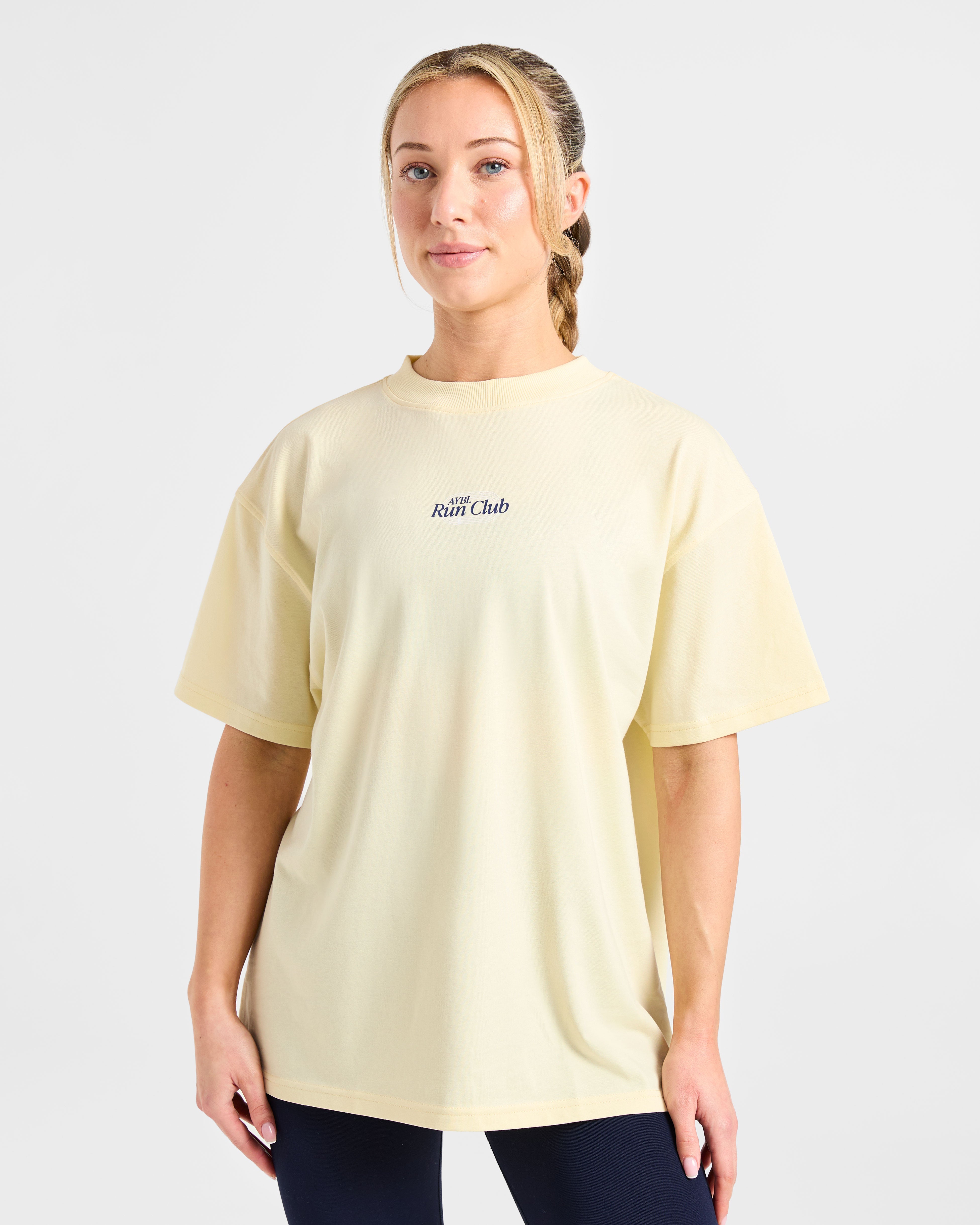 Run Club Oversized T Shirt - Butter Yellow