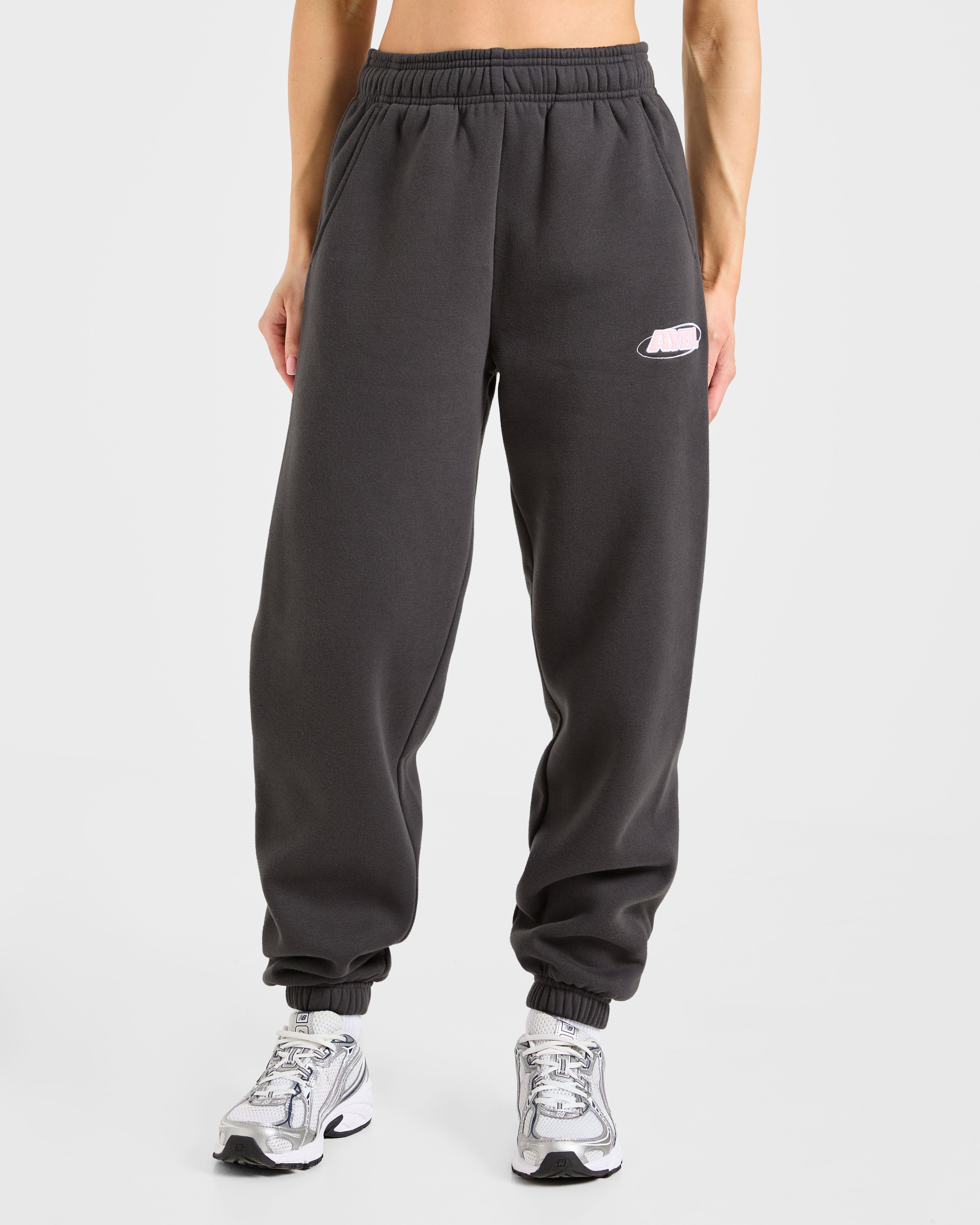 Sports Essentials Oversized Joggers - Charcoal/Pink