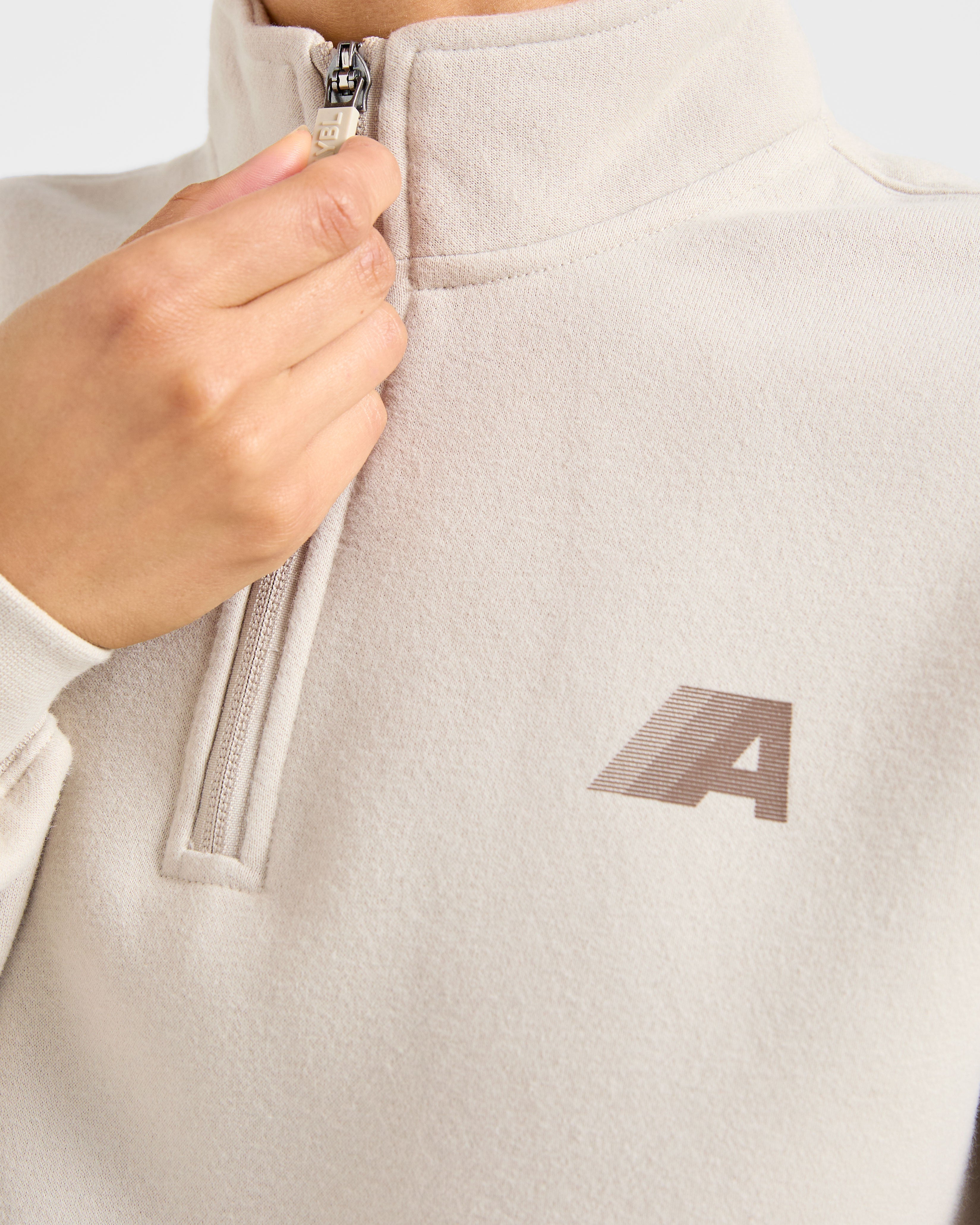 Retro Athletics Oversized 1/4 Zip Pullover - Sand
