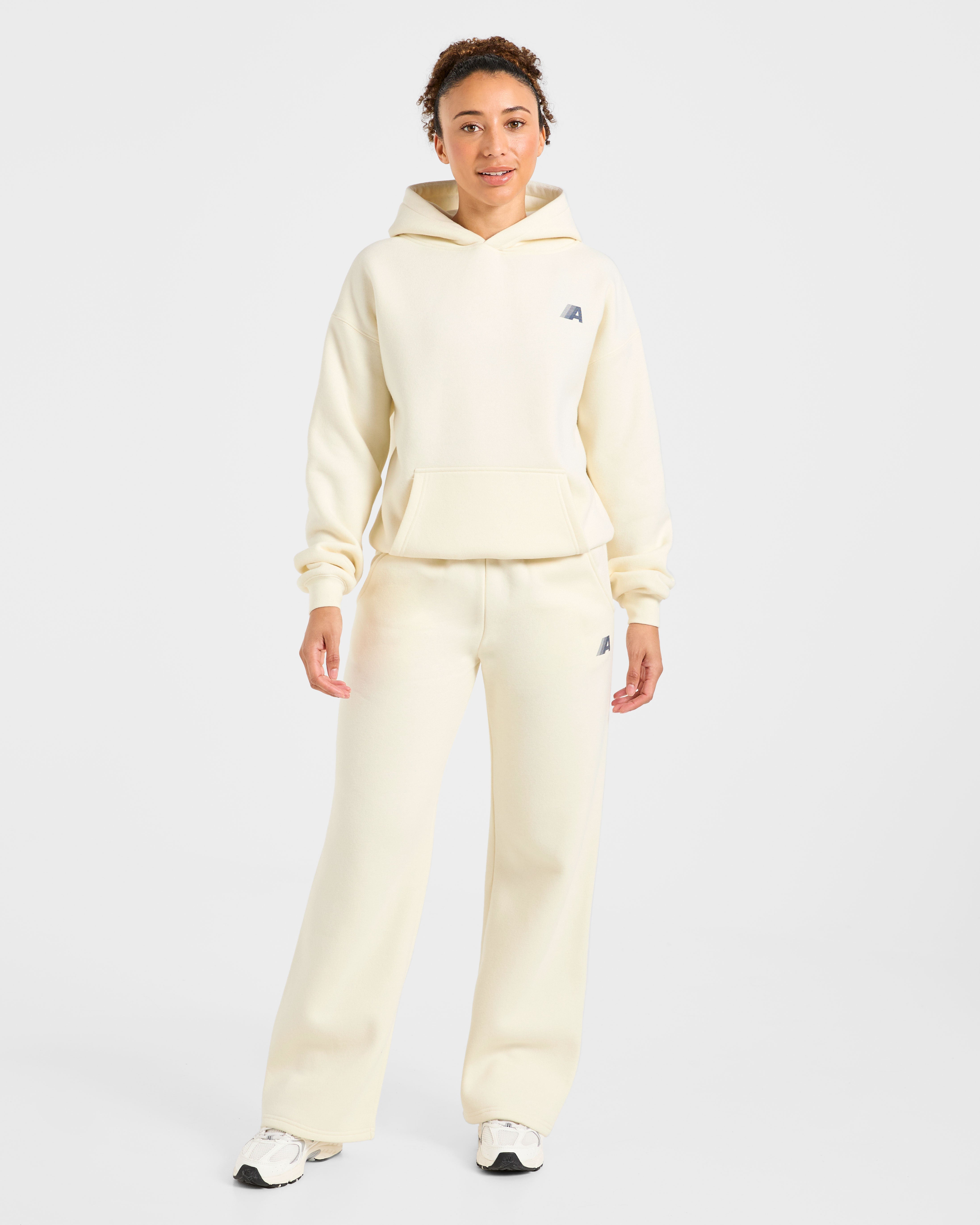 Retro Athletics Oversized Hoodie - Butter Yellow/Navy