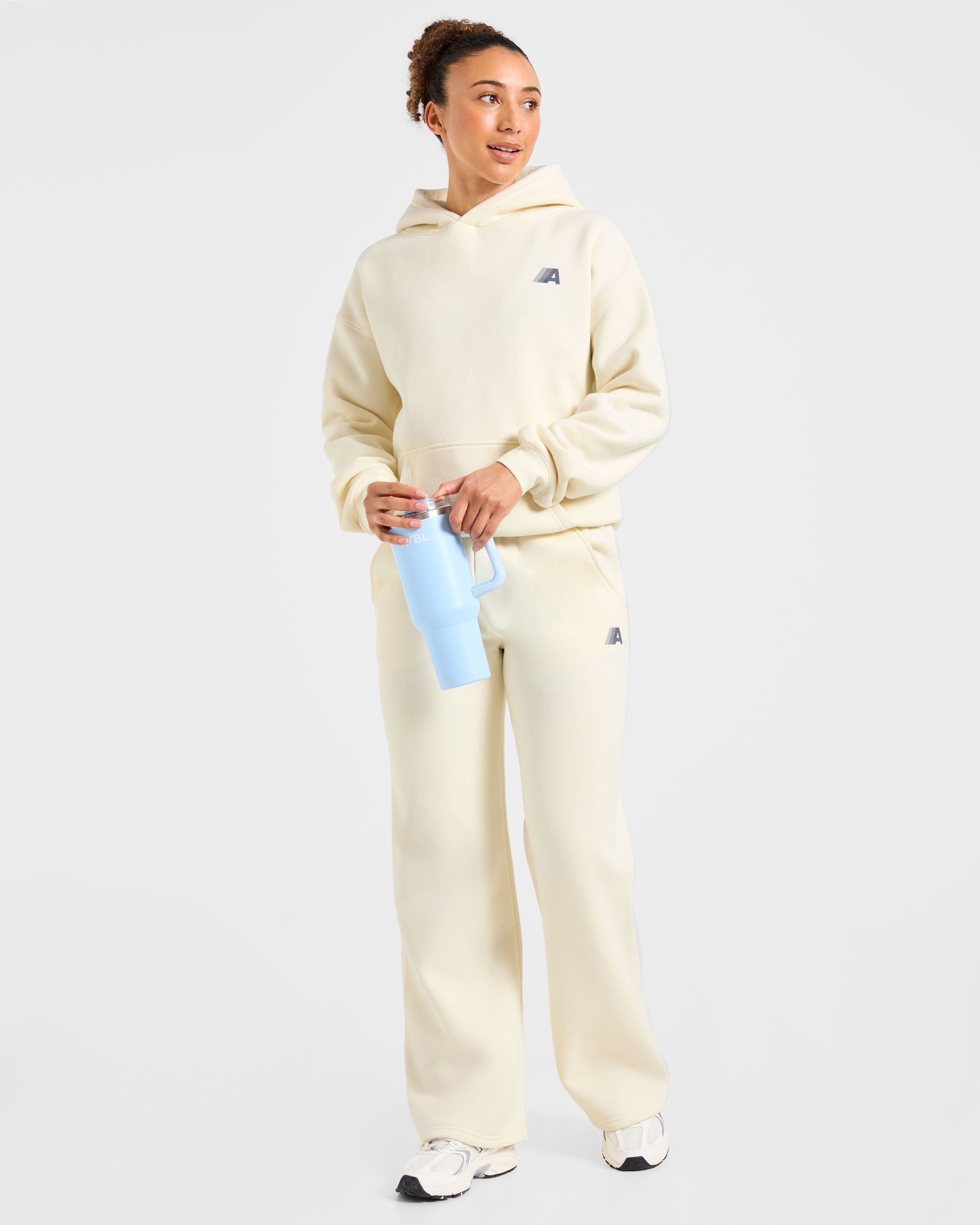 Retro Athletics Oversized Hoodie - Butter Yellow/Navy