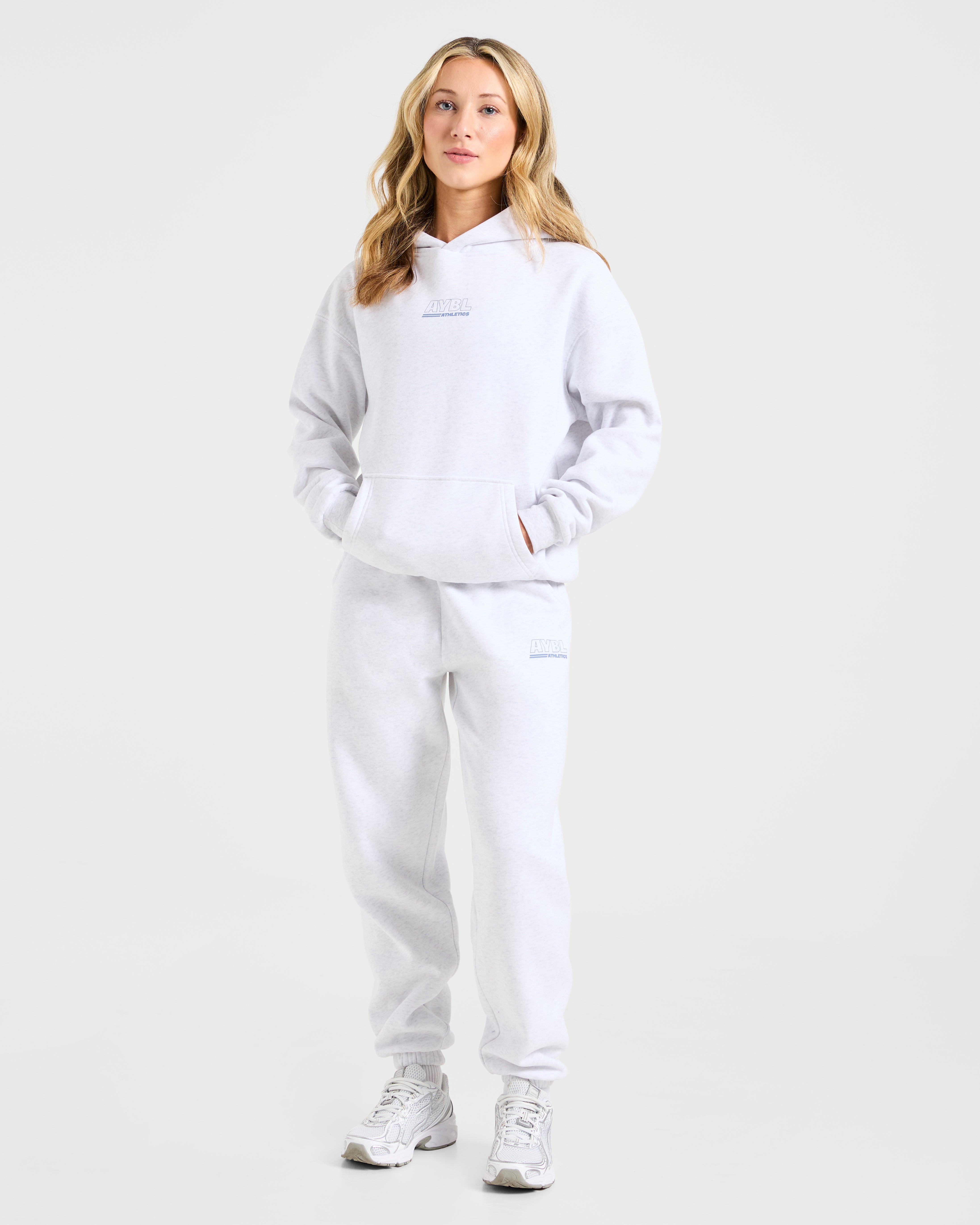 Athletics Track Oversized Hoodie - Heather Grey/Slate Blue
