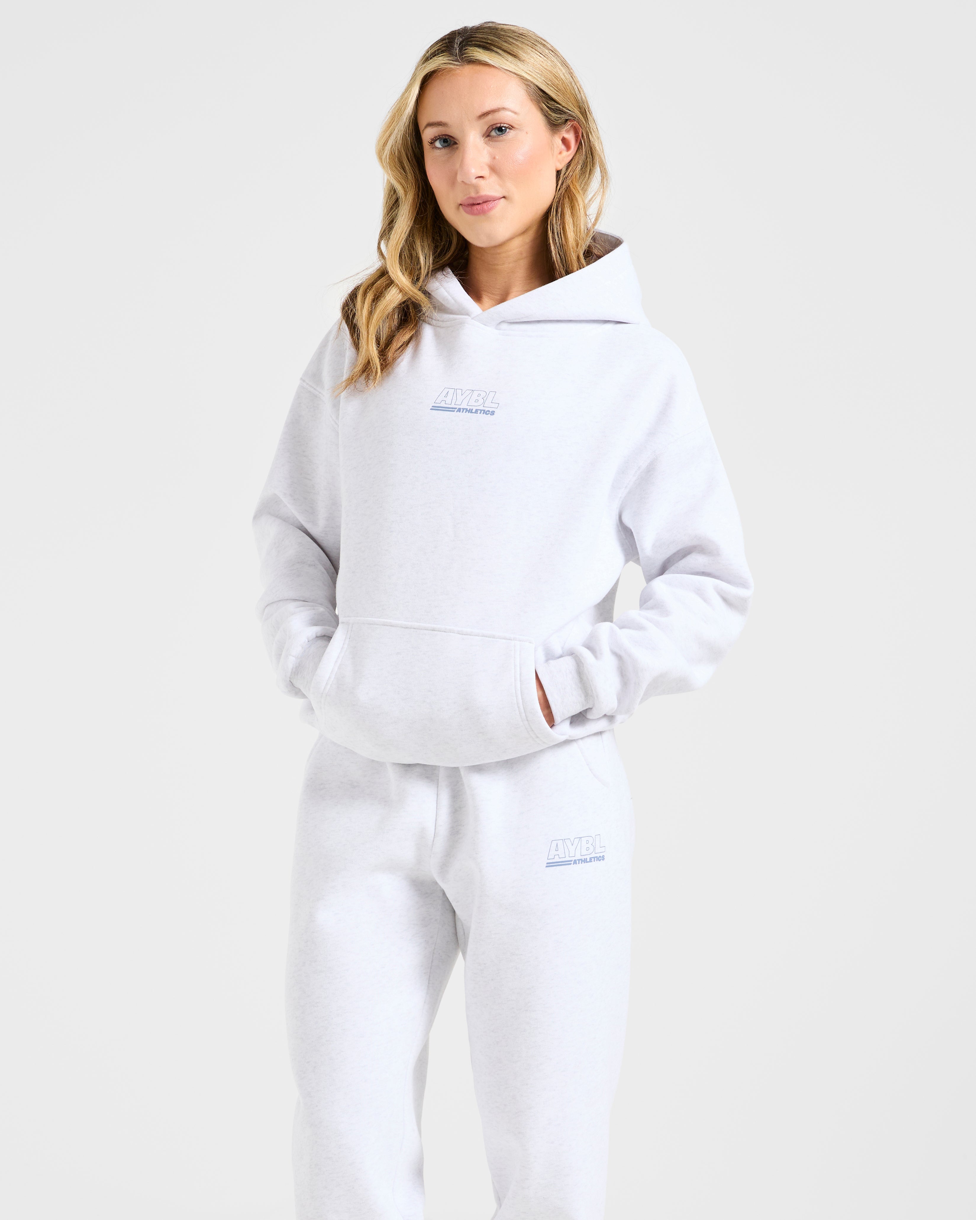 Athletics Track Oversized Hoodie - Heather Grey/Slate Blue