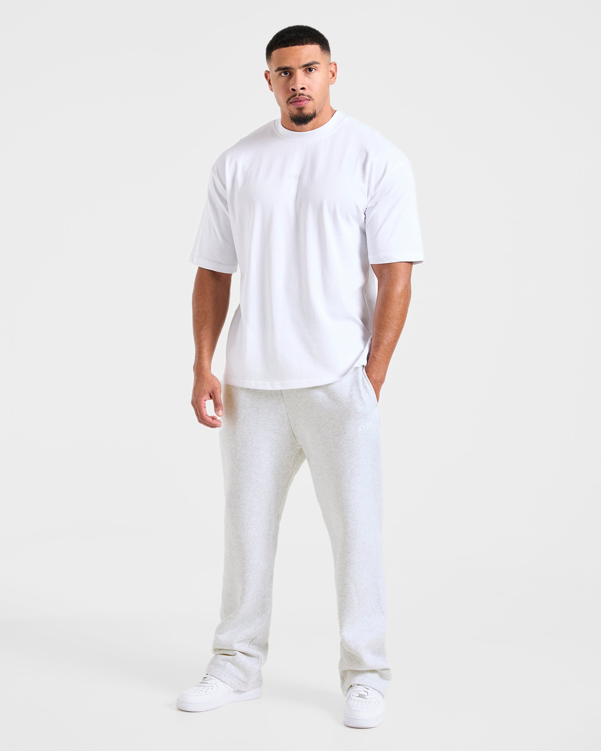 Essential Oversized Straight Leg Joggers - Grey Marl