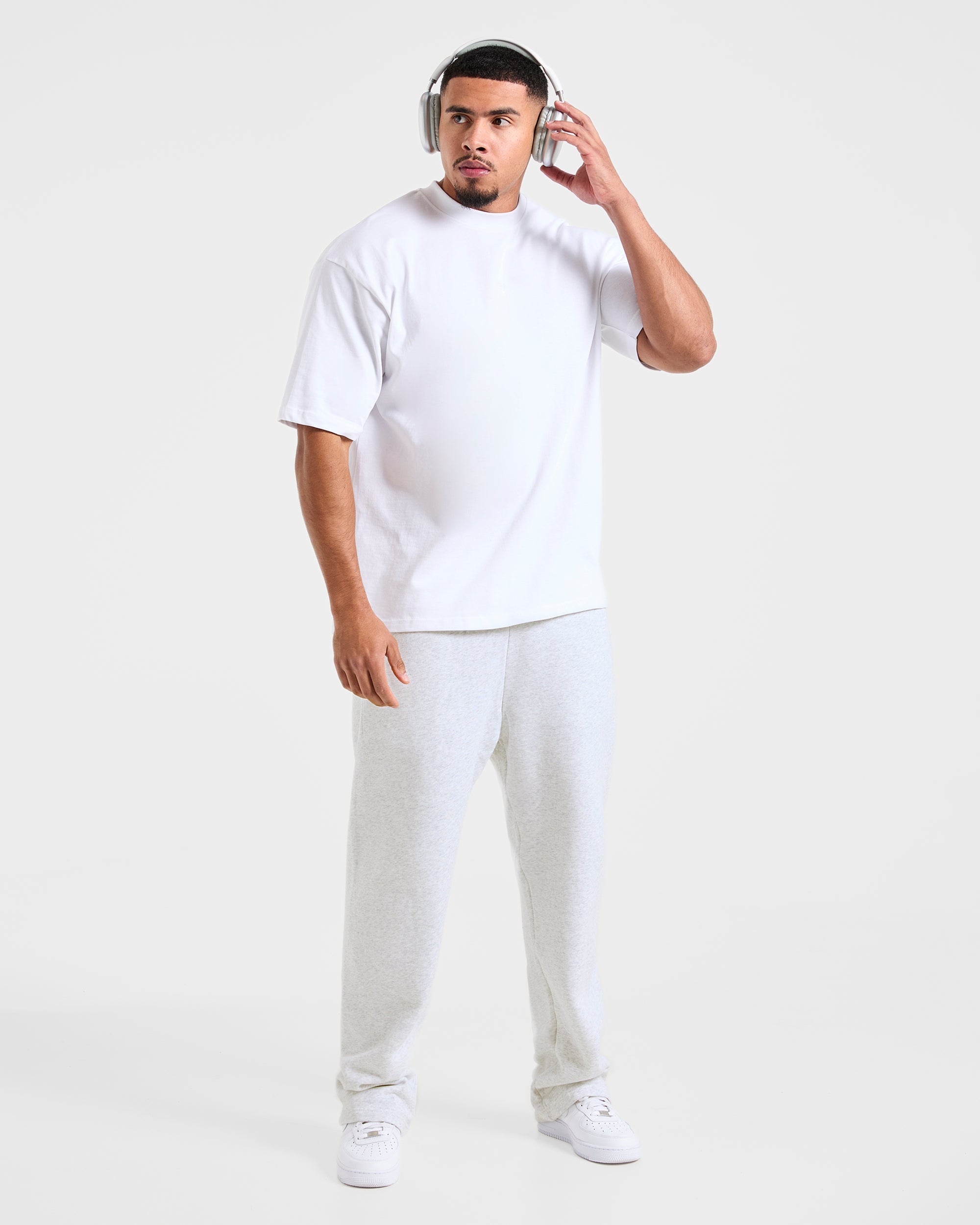 Essential Oversized Straight Leg Joggers - Grey Marl