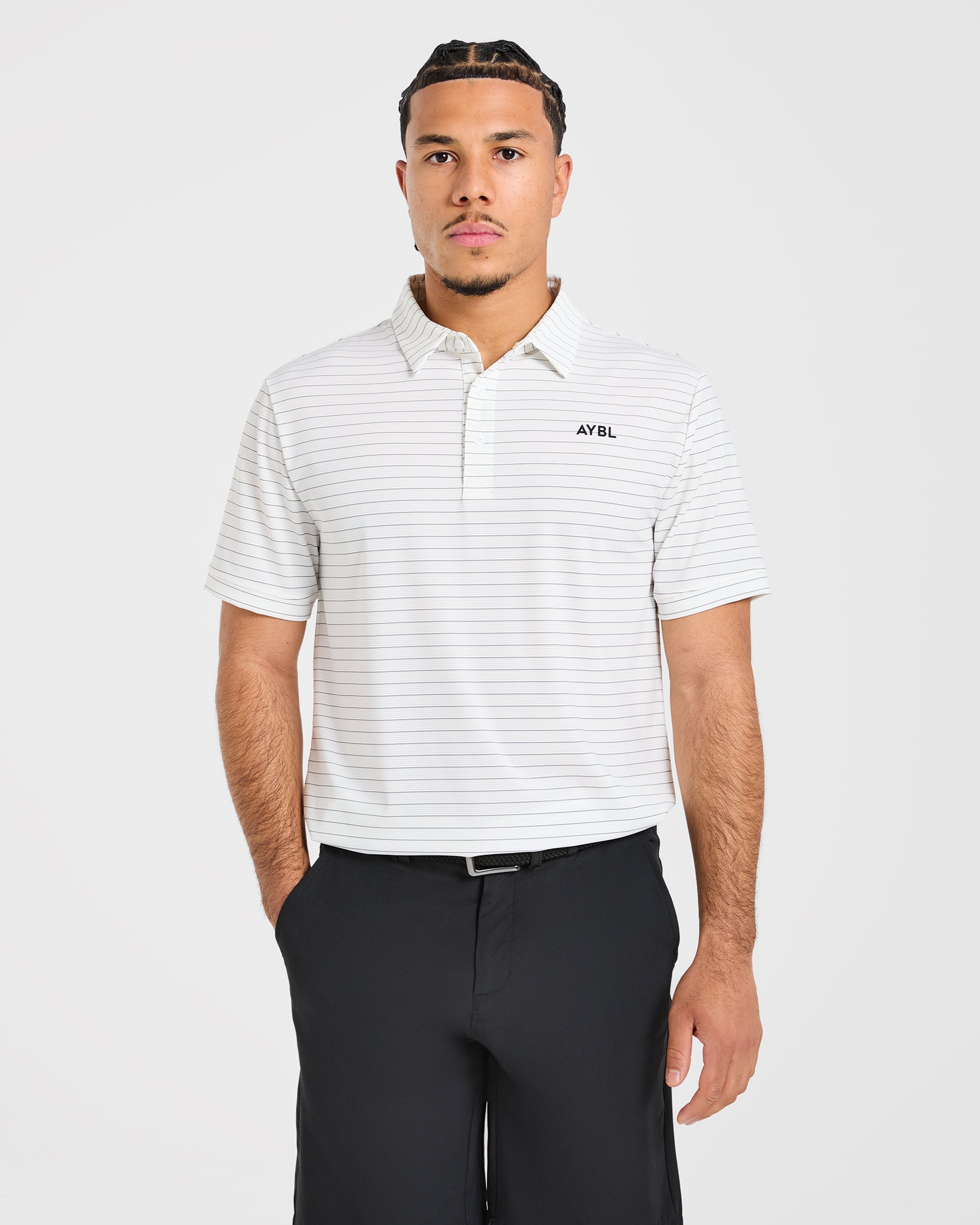Classic Stripe Polo - White