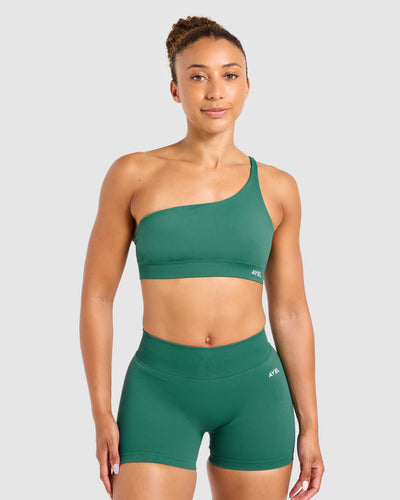 Enhance Seamless One Shoulder Sports Bra - Evergreen