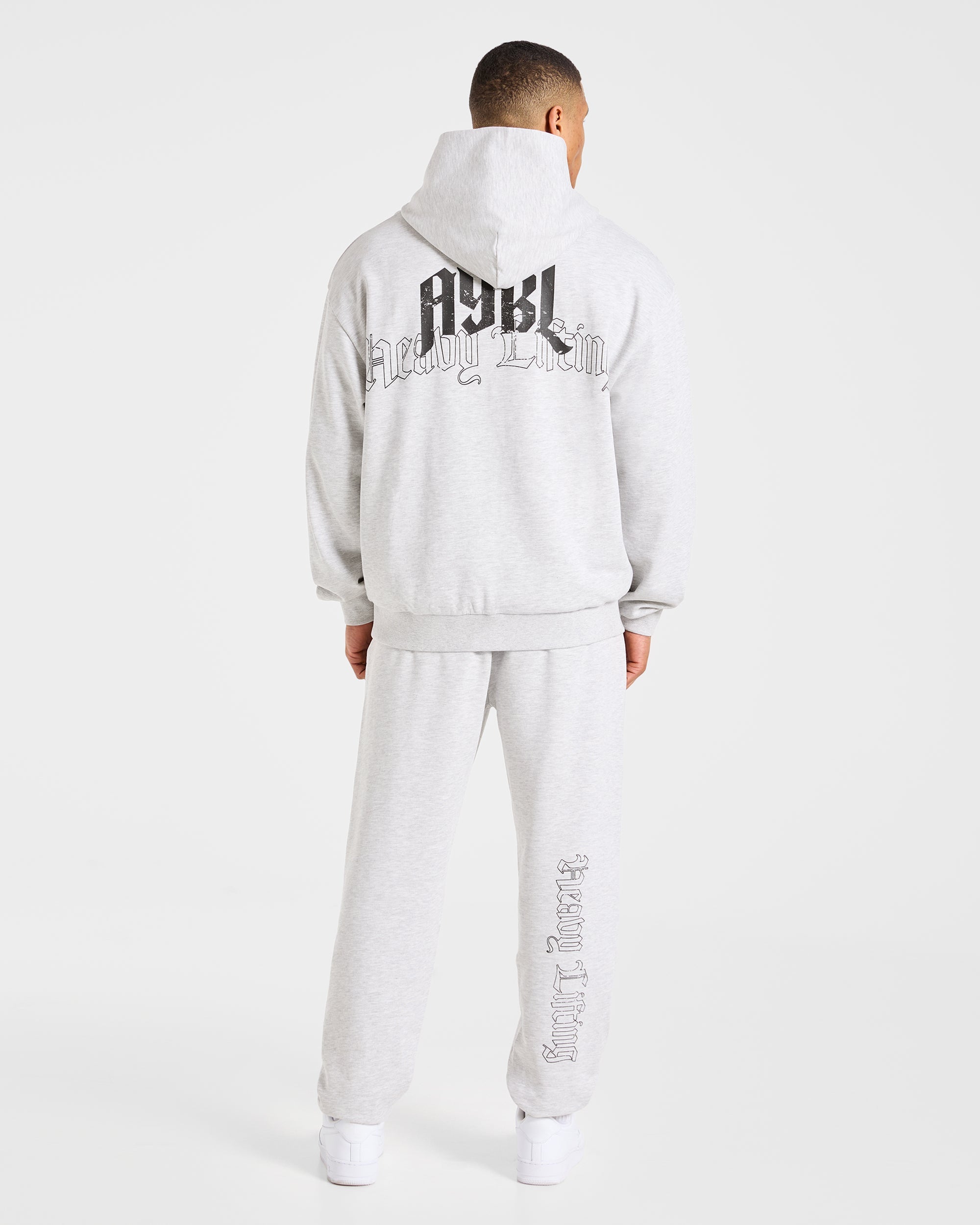 Heavy Lifting Gothic Oversized Hoodie - Grey Marl