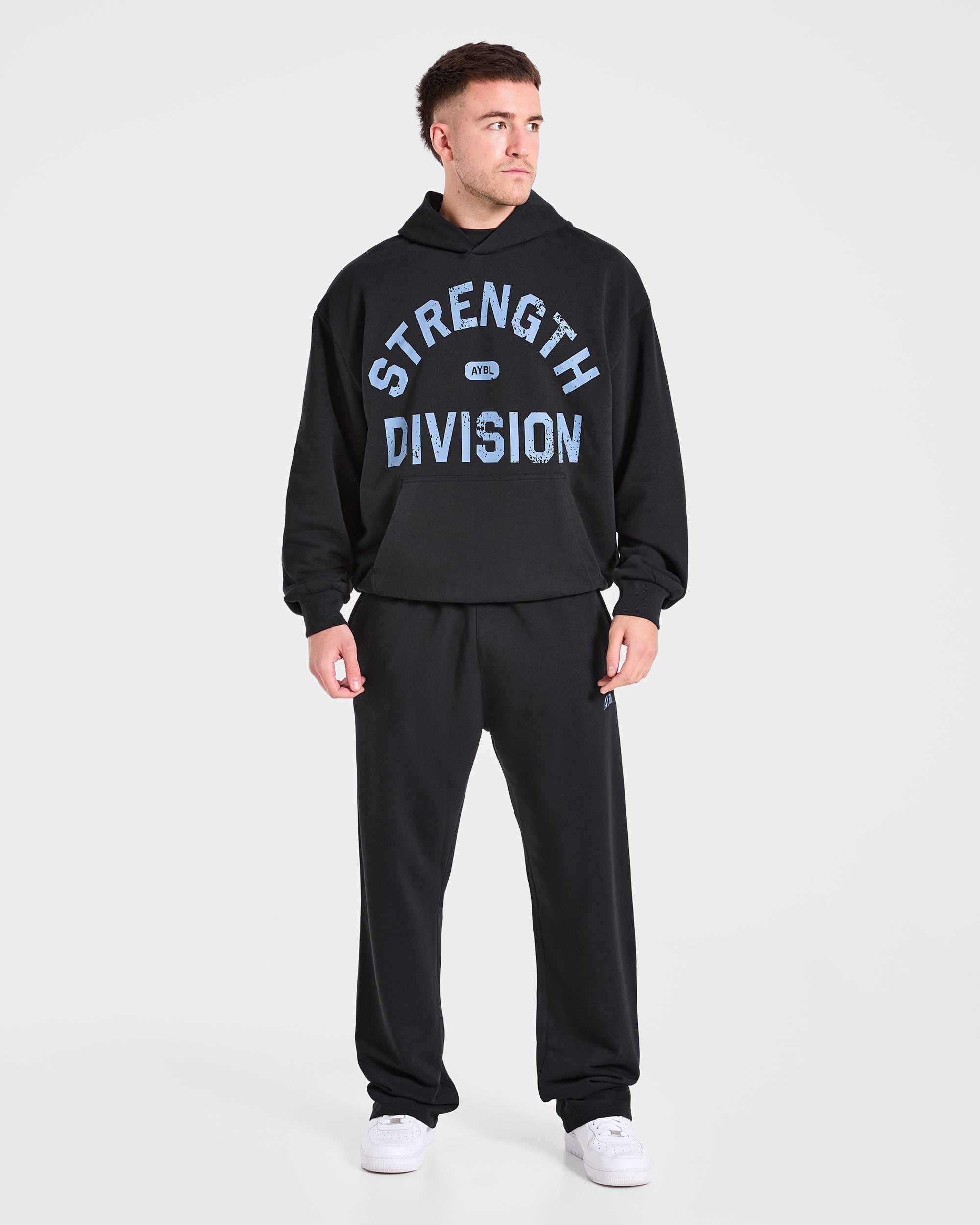 Strength Division Oversized Straight Leg Joggers - Black/Blue