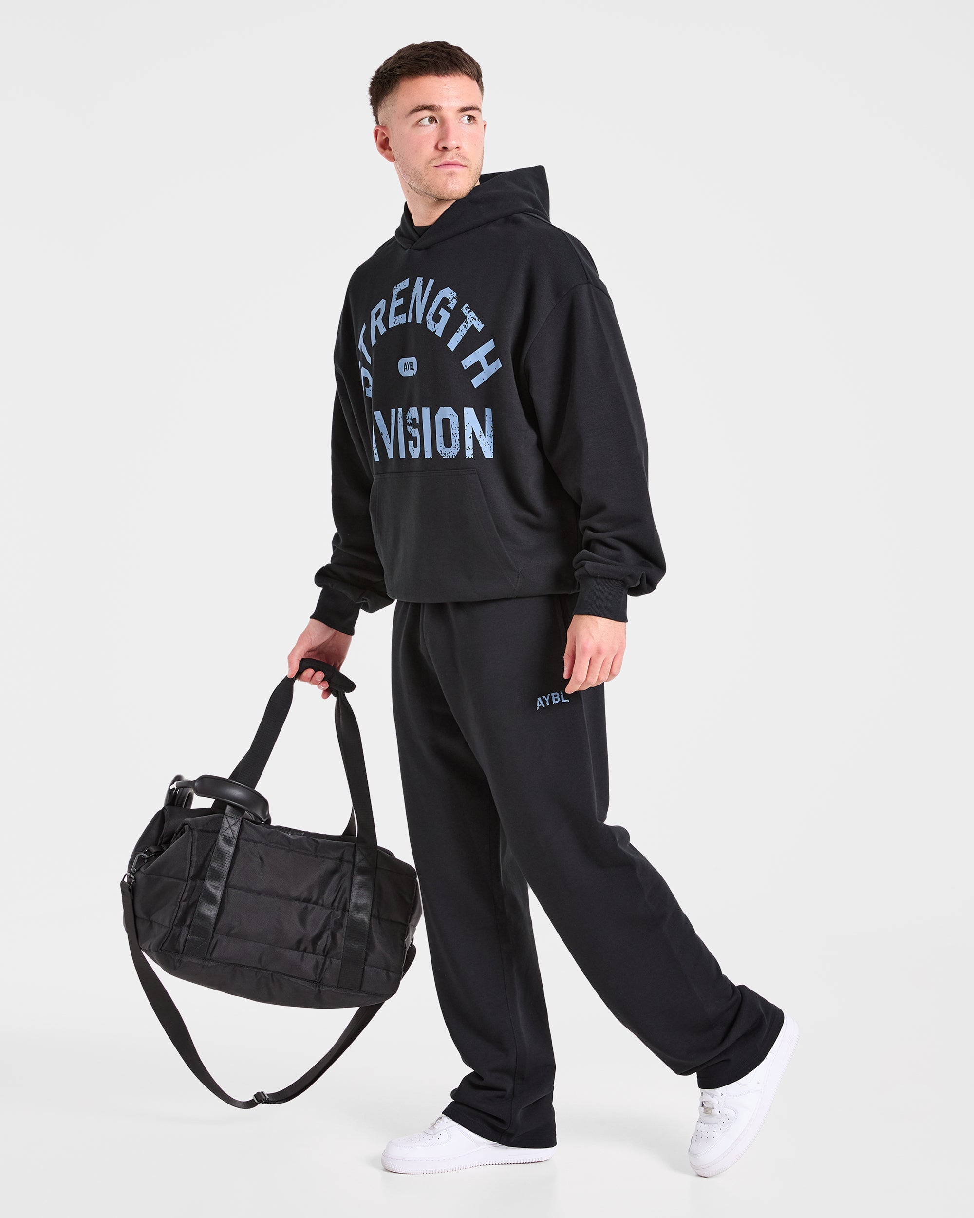 Strength Division Oversized Straight Leg Joggers - Black/Blue