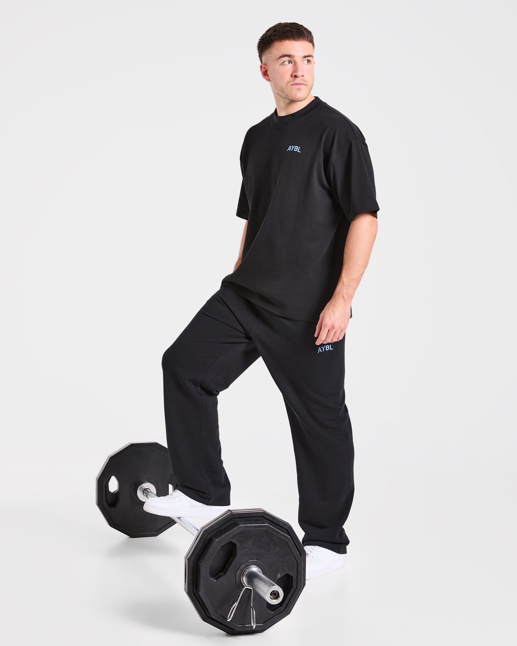 Strength Division Oversized Straight Leg Joggers - Black/Blue