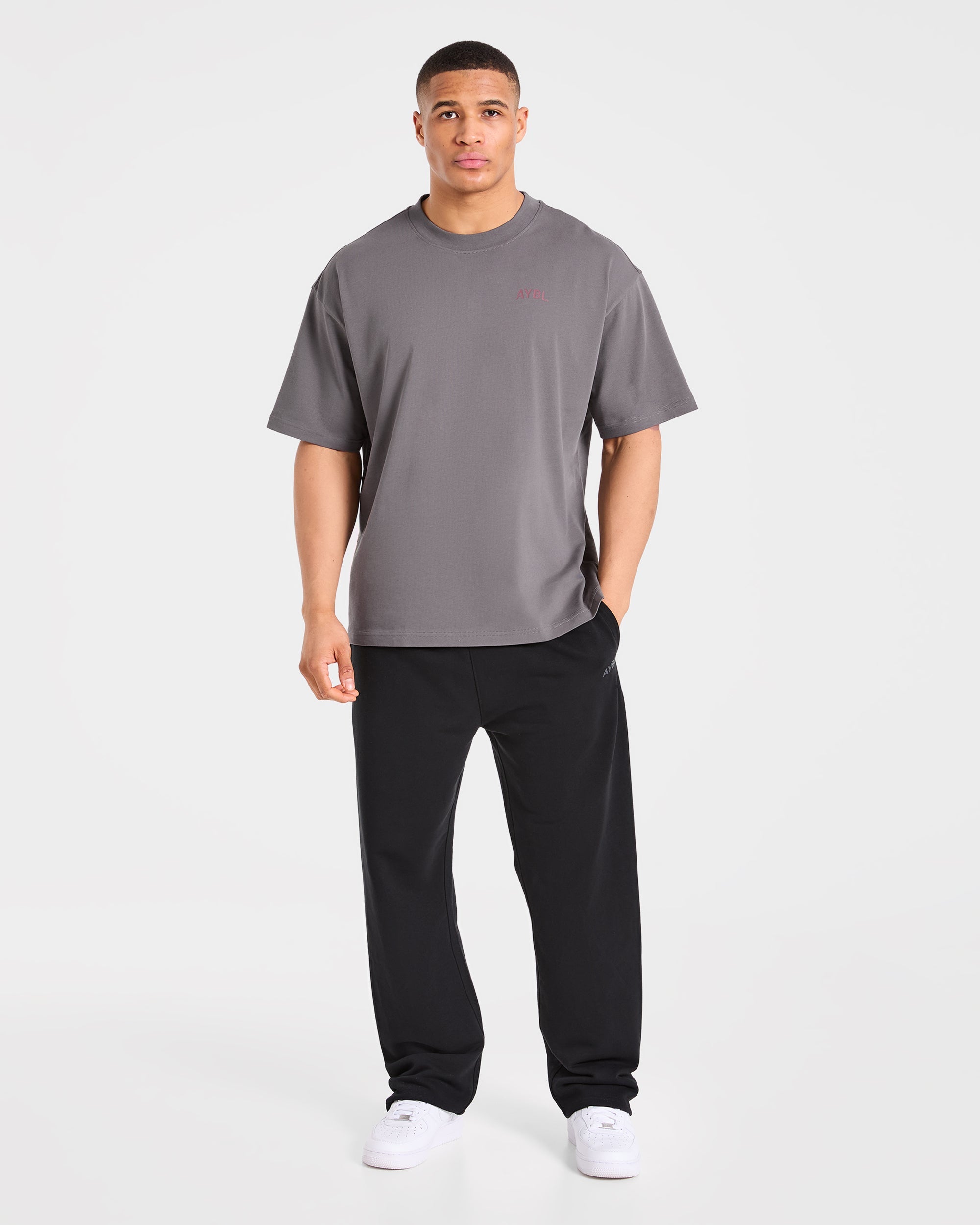 Strength Division Oversized T Shirt - Charcoal/Red
