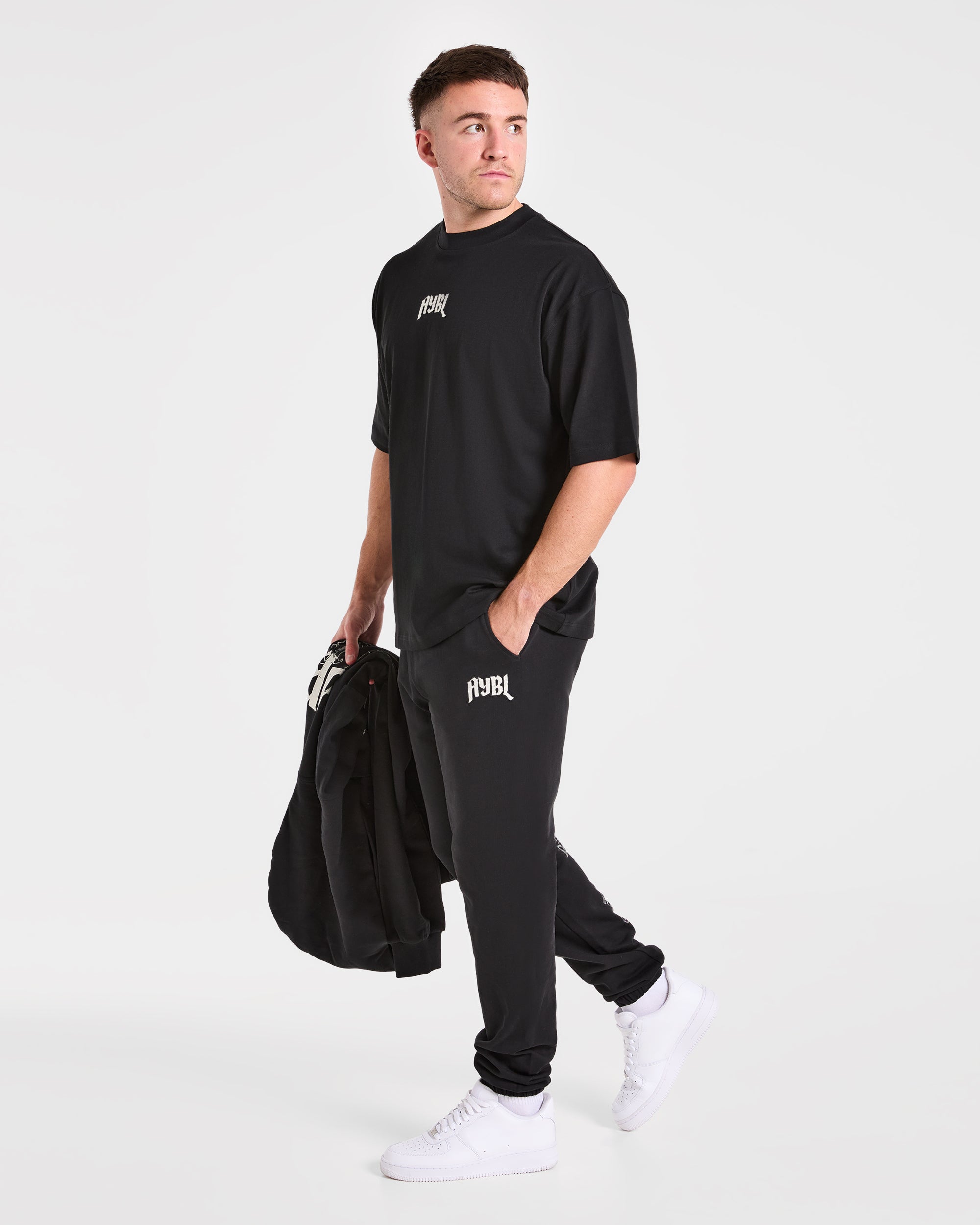 Heavy Lifting Gothic Oversized T Shirt - Black/Off White