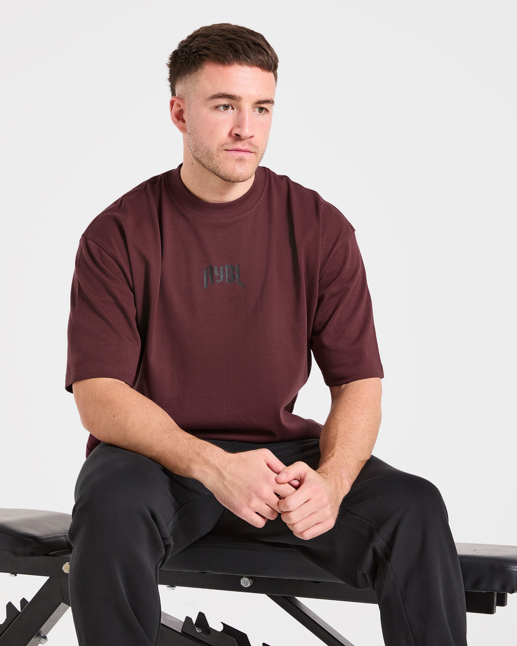 Heavy Lifting Gothic Oversized T Shirt - Dusty Plum/Black