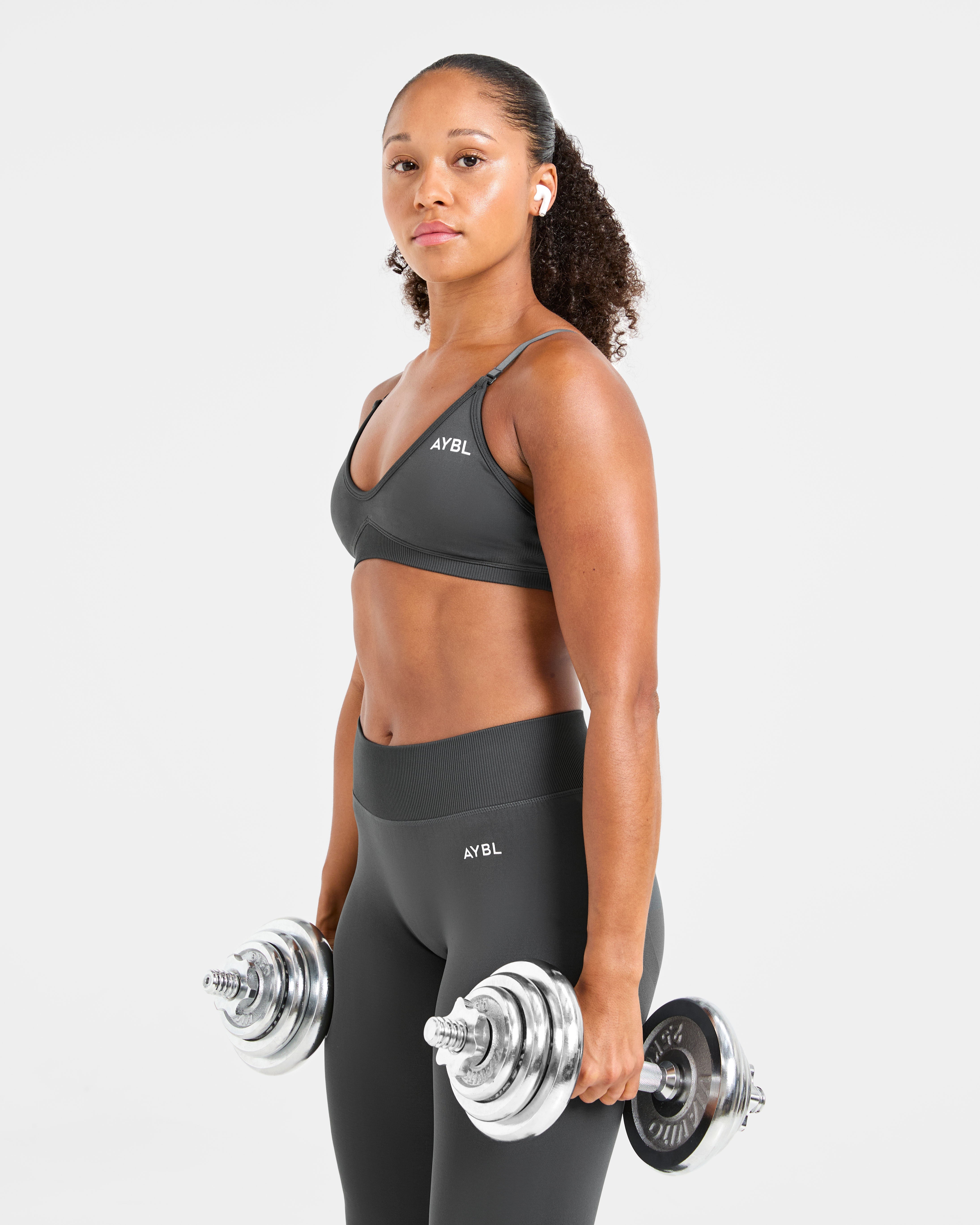 Adapt Seamless Strappy Sports Bra - Dark Charcoal