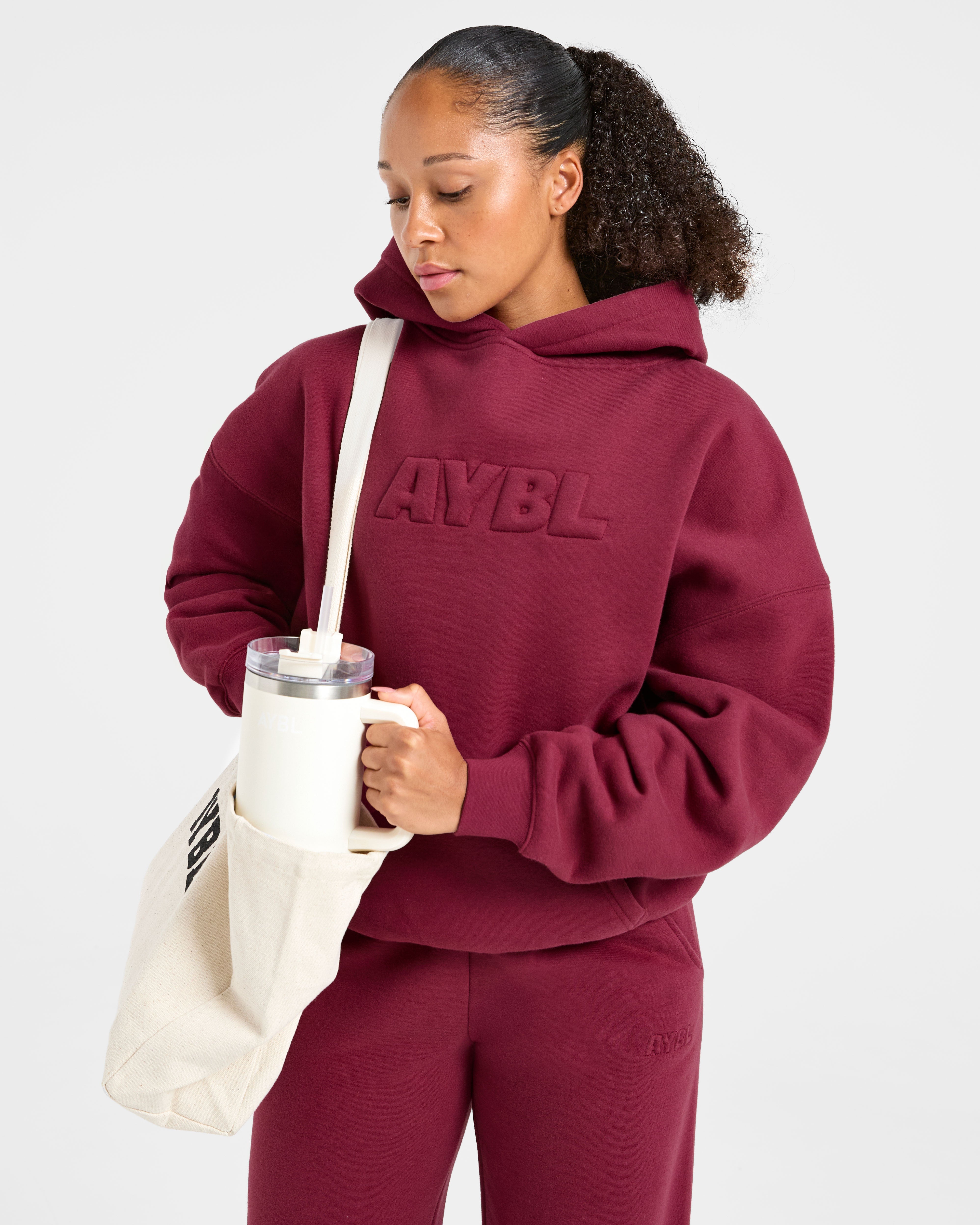 Classic Plush Oversized Hoodie - Muted Raspberry