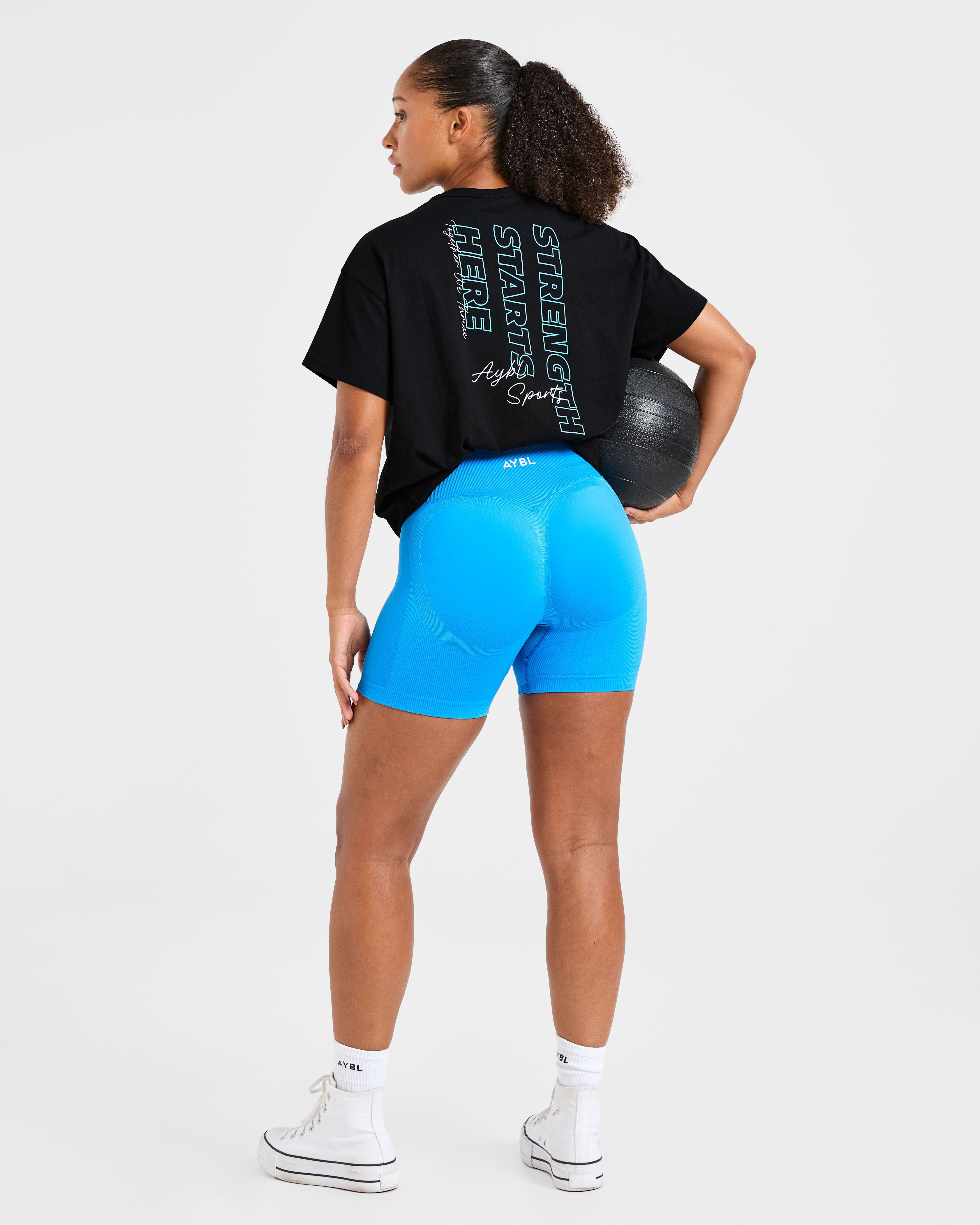 Strength Starts Here Oversized T Shirt - Black/Blue