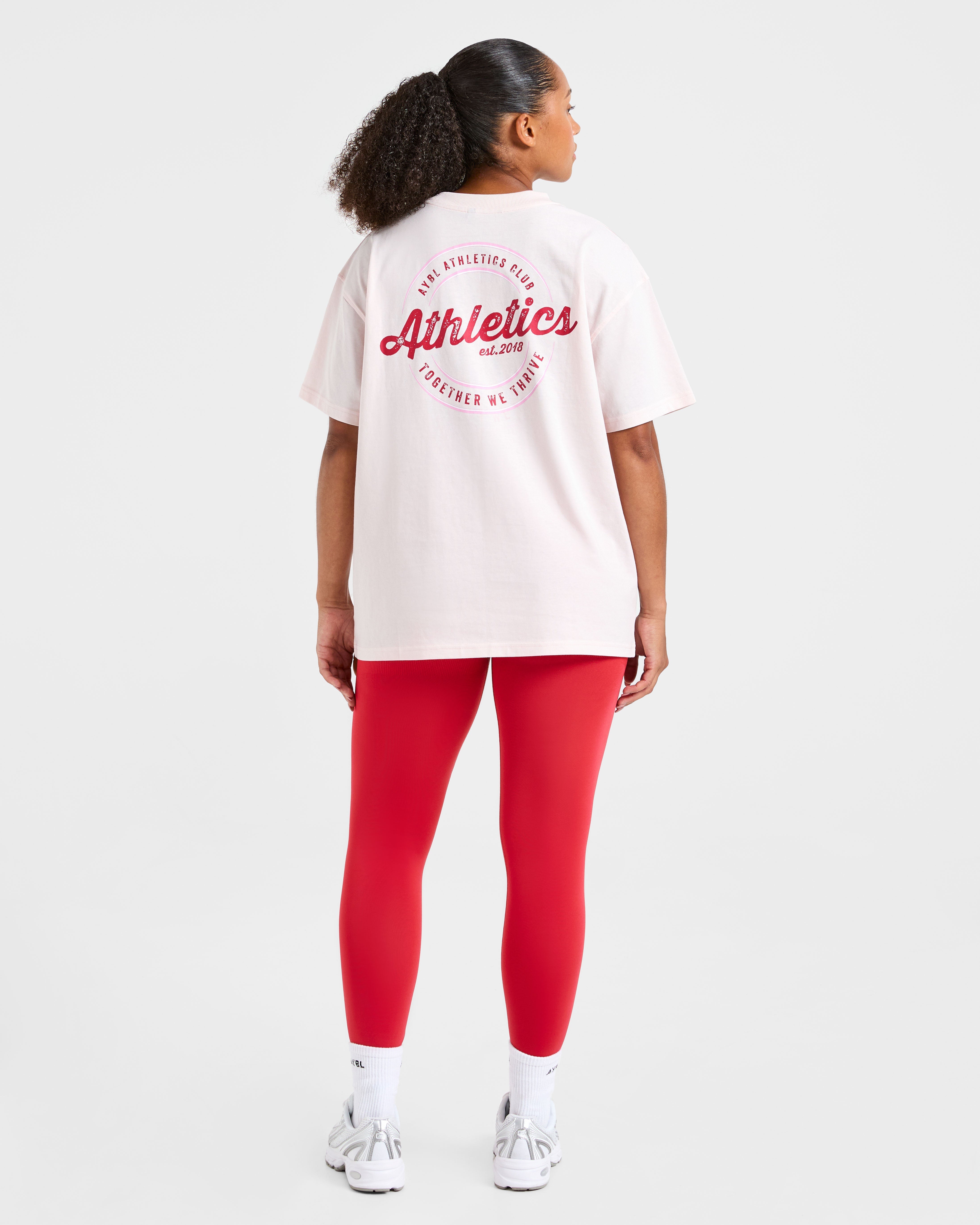 Retro Athletics Club Oversized T Shirt - Pink