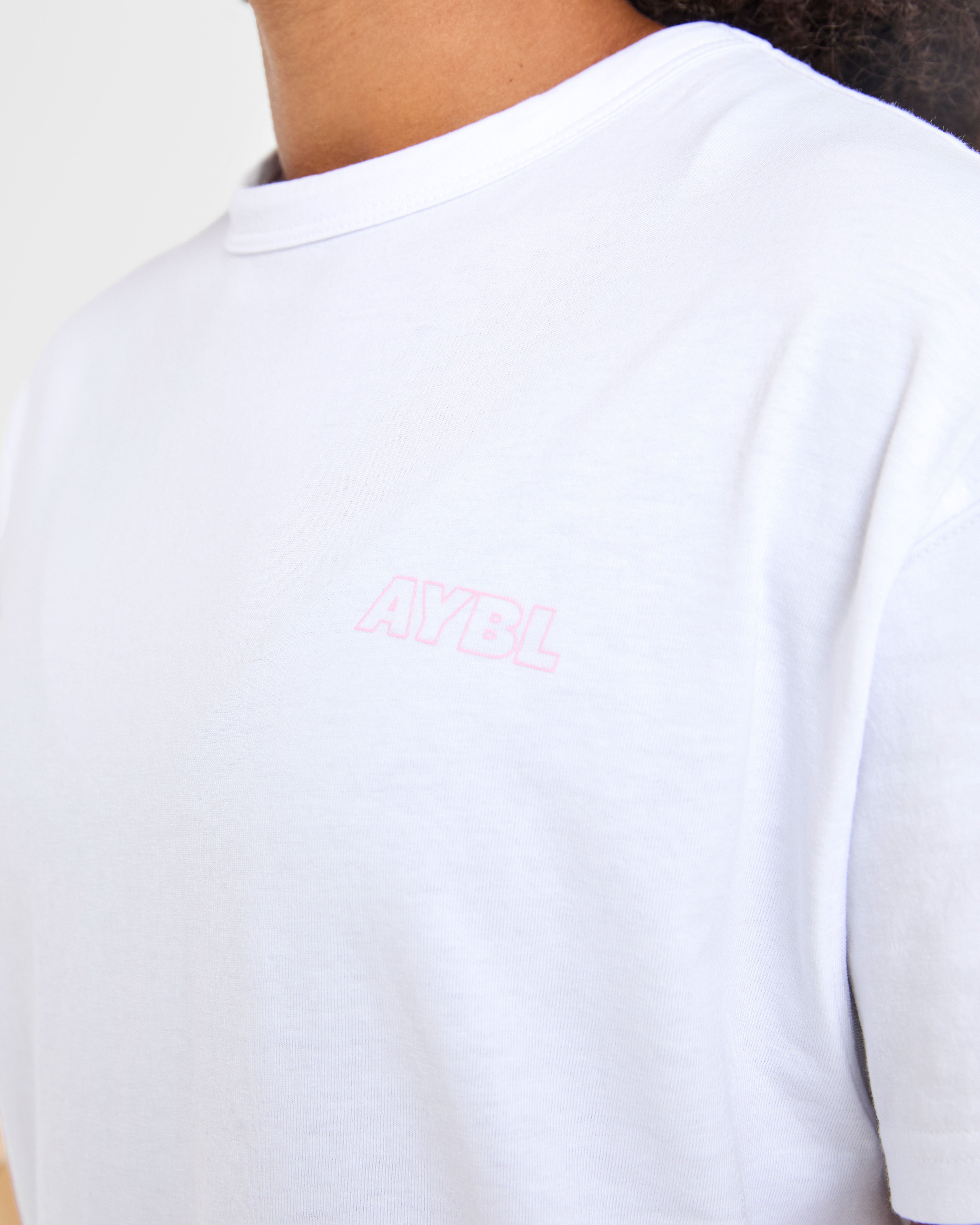 Strength Starts Here Oversized T Shirt - White/Pink