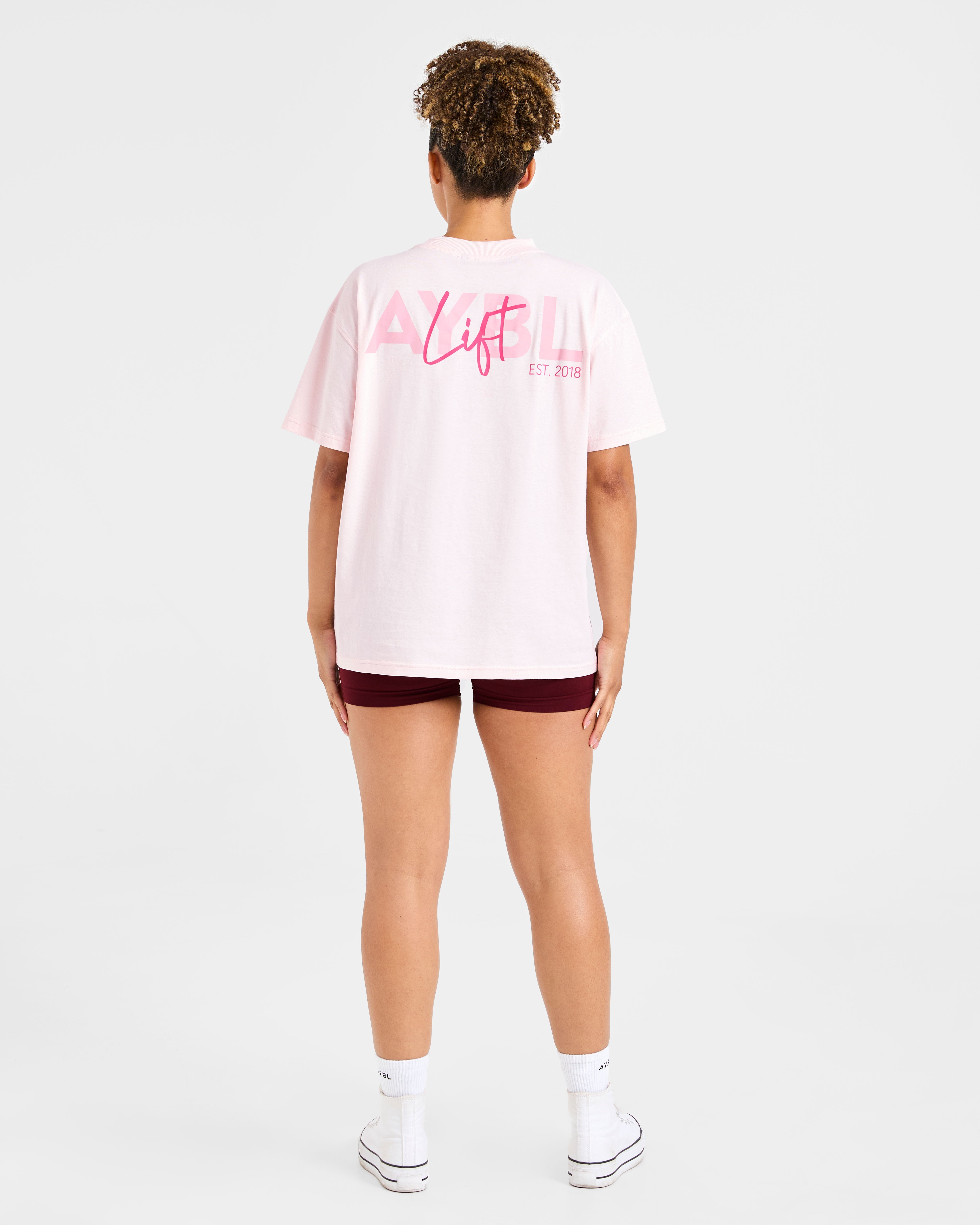 Lift Graphic Oversized T Shirt - Baby Pink