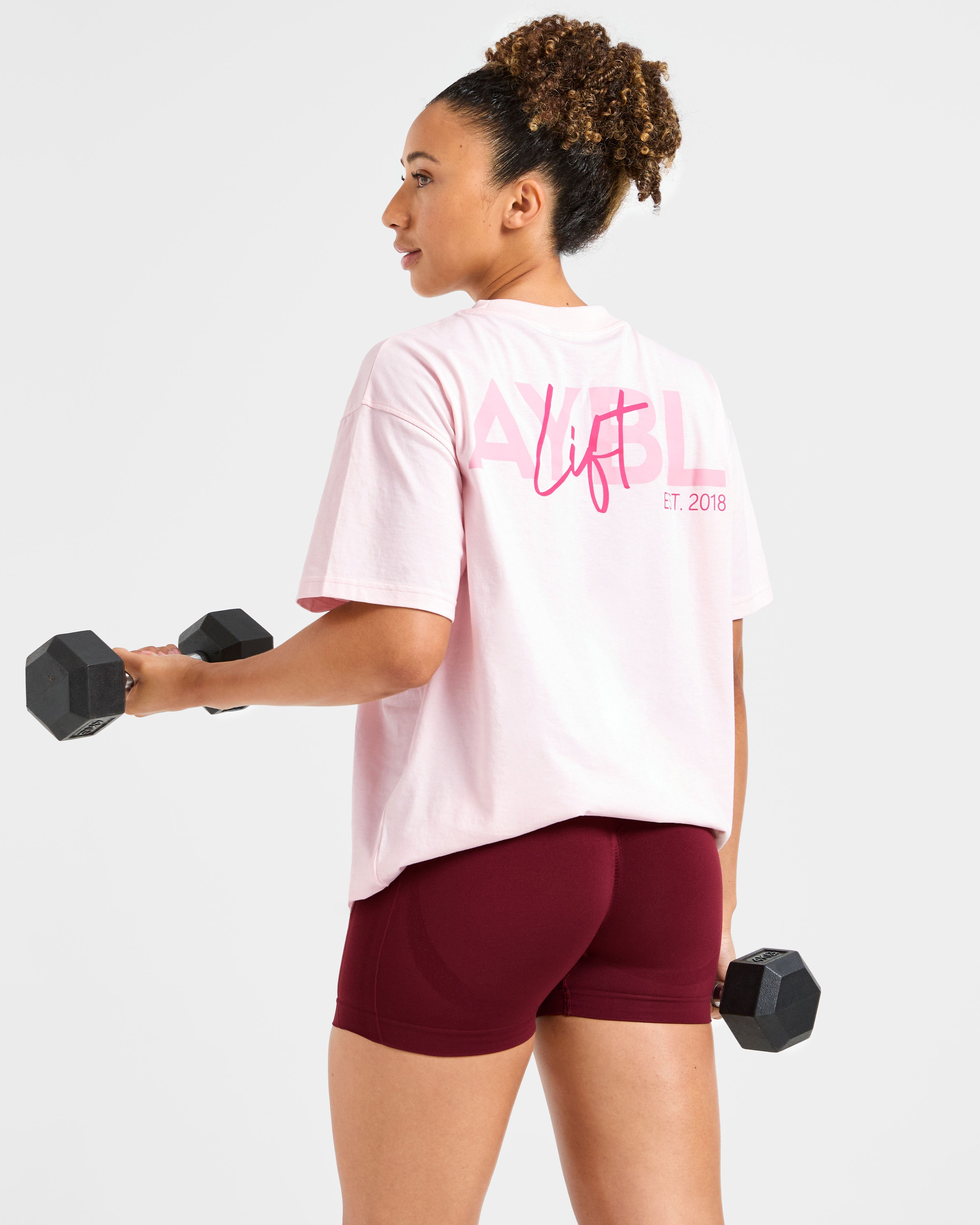 Lift Graphic Oversized T Shirt - Baby Pink