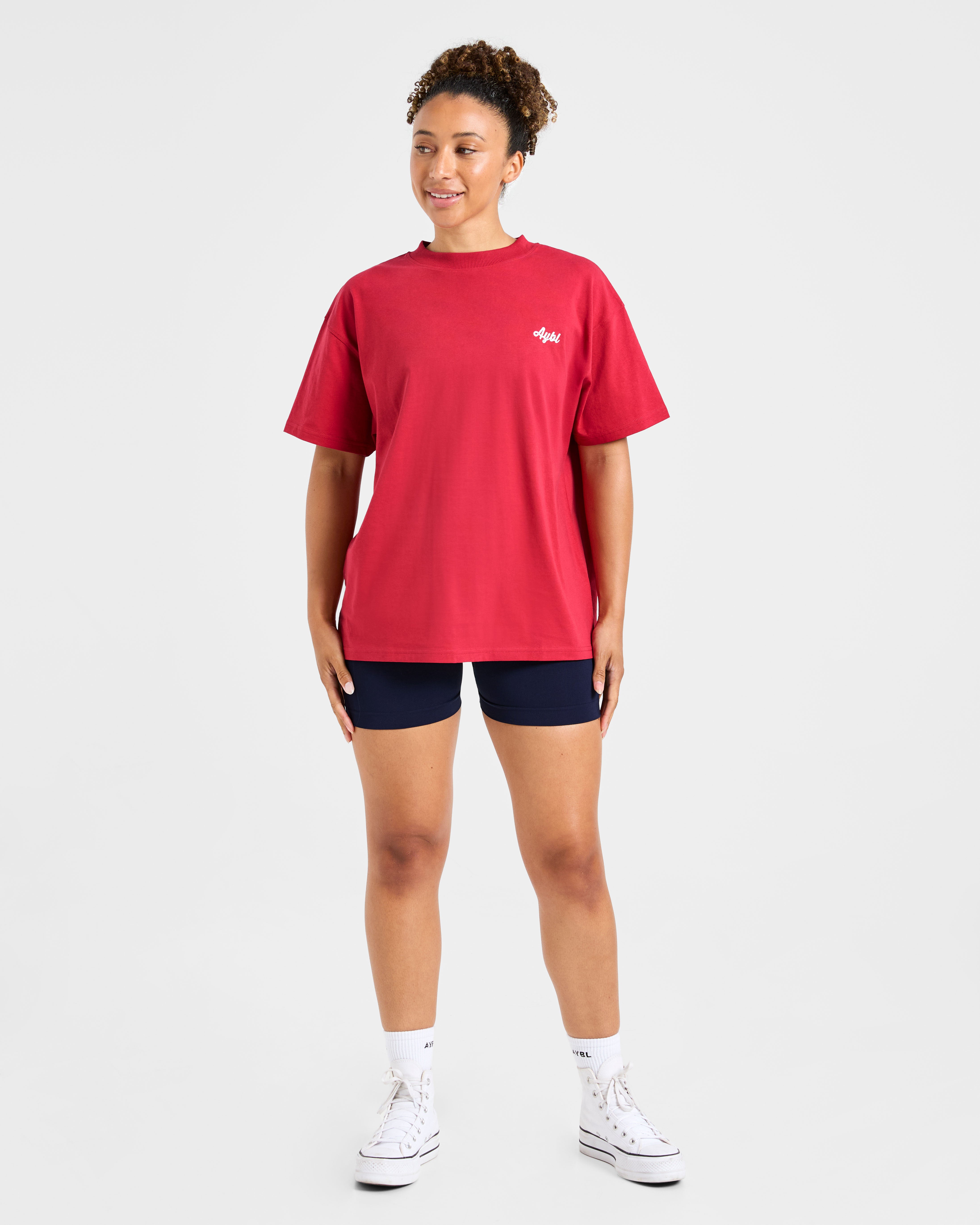 Retro Athletics Club Oversized T Shirt - Red/Blue