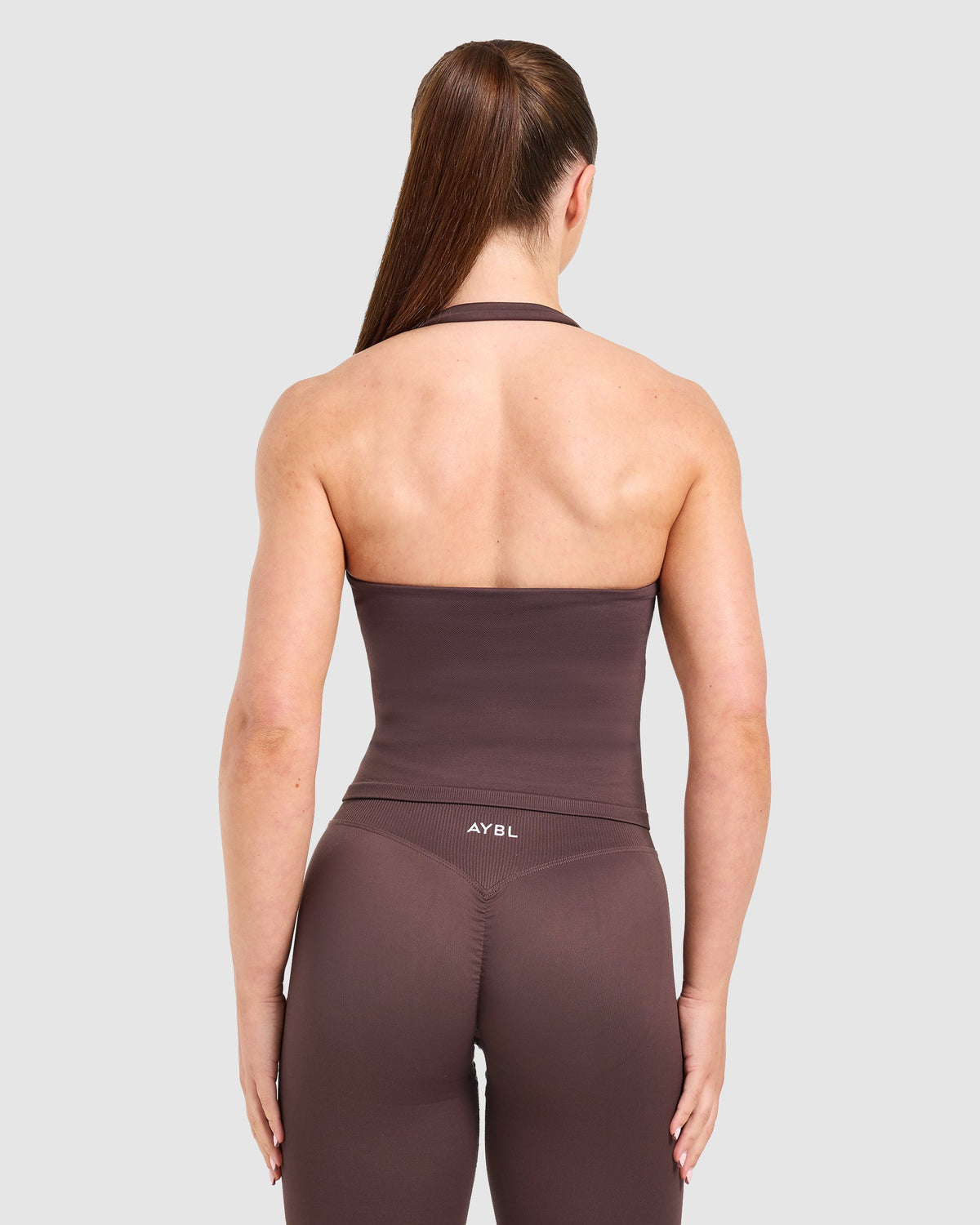 Enhance Seamless Halterneck Top - Cocoa Brown