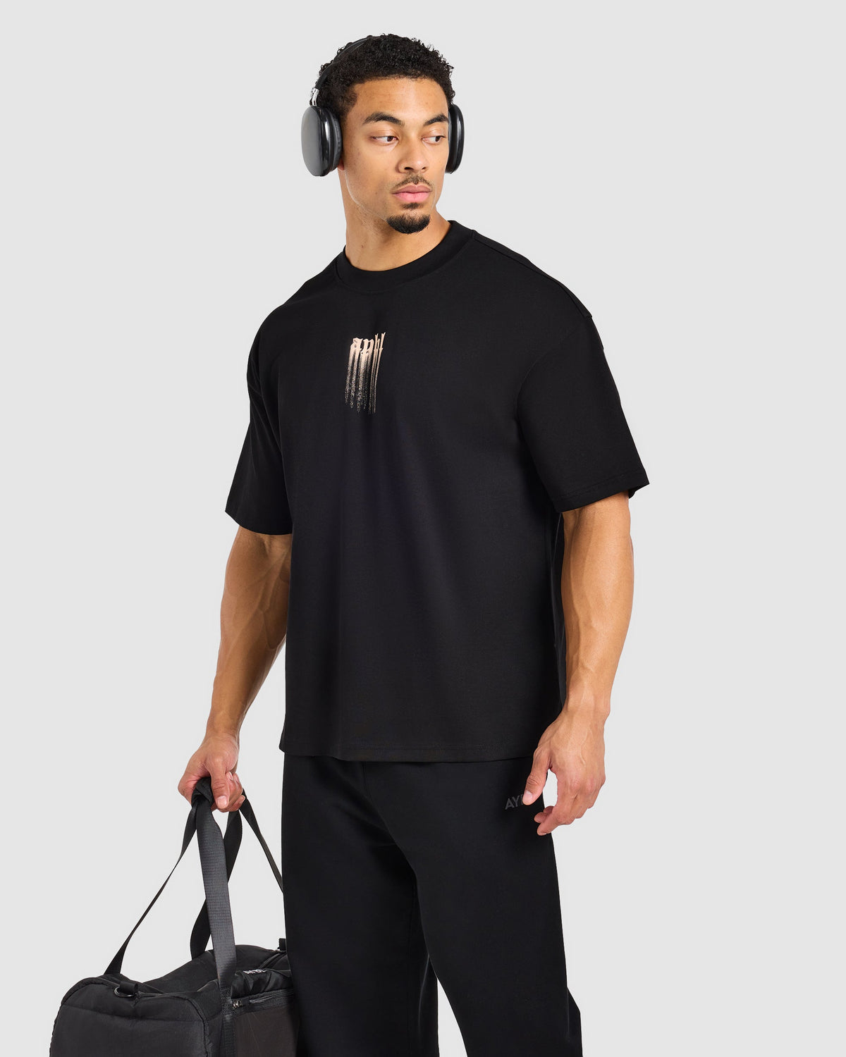 Gothic Blur Oversized T Shirt - Black