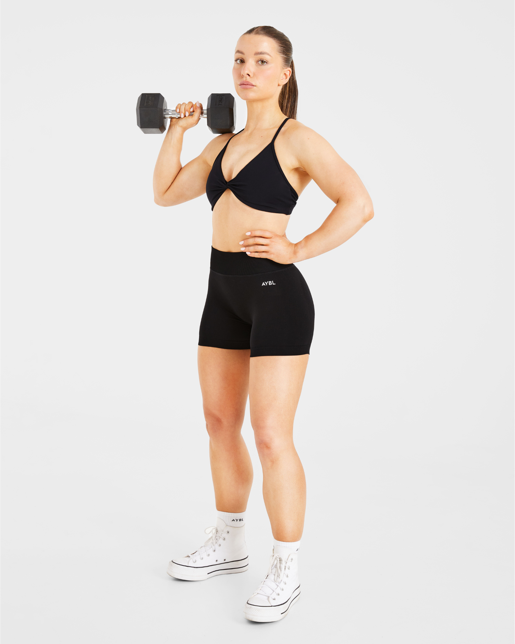 Essential Twist Crossback Sports Bra - Black