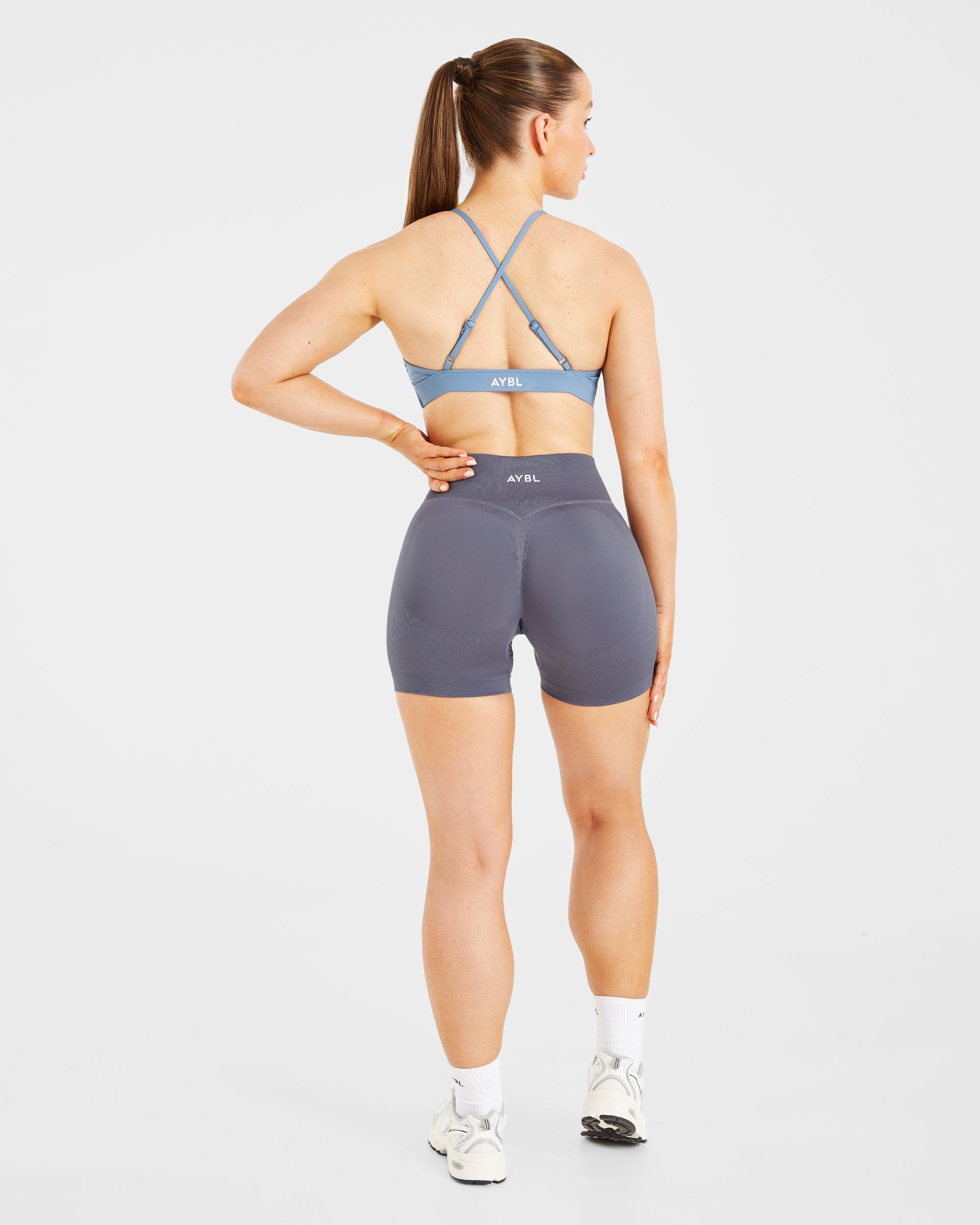 Essential Twist Crossback Sports Bra - Slate Blue