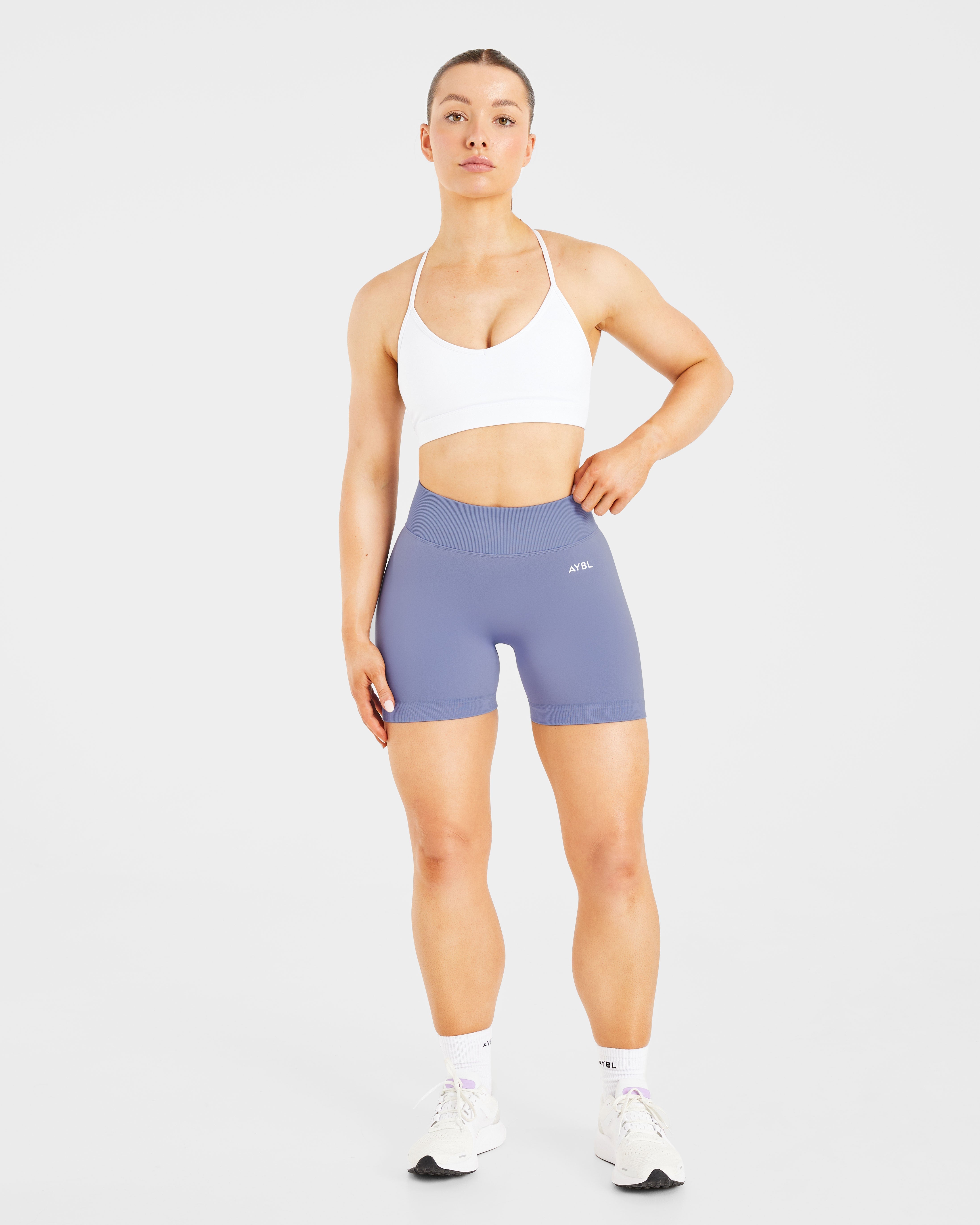 Essential V Neck Strappy Sports Bra - White