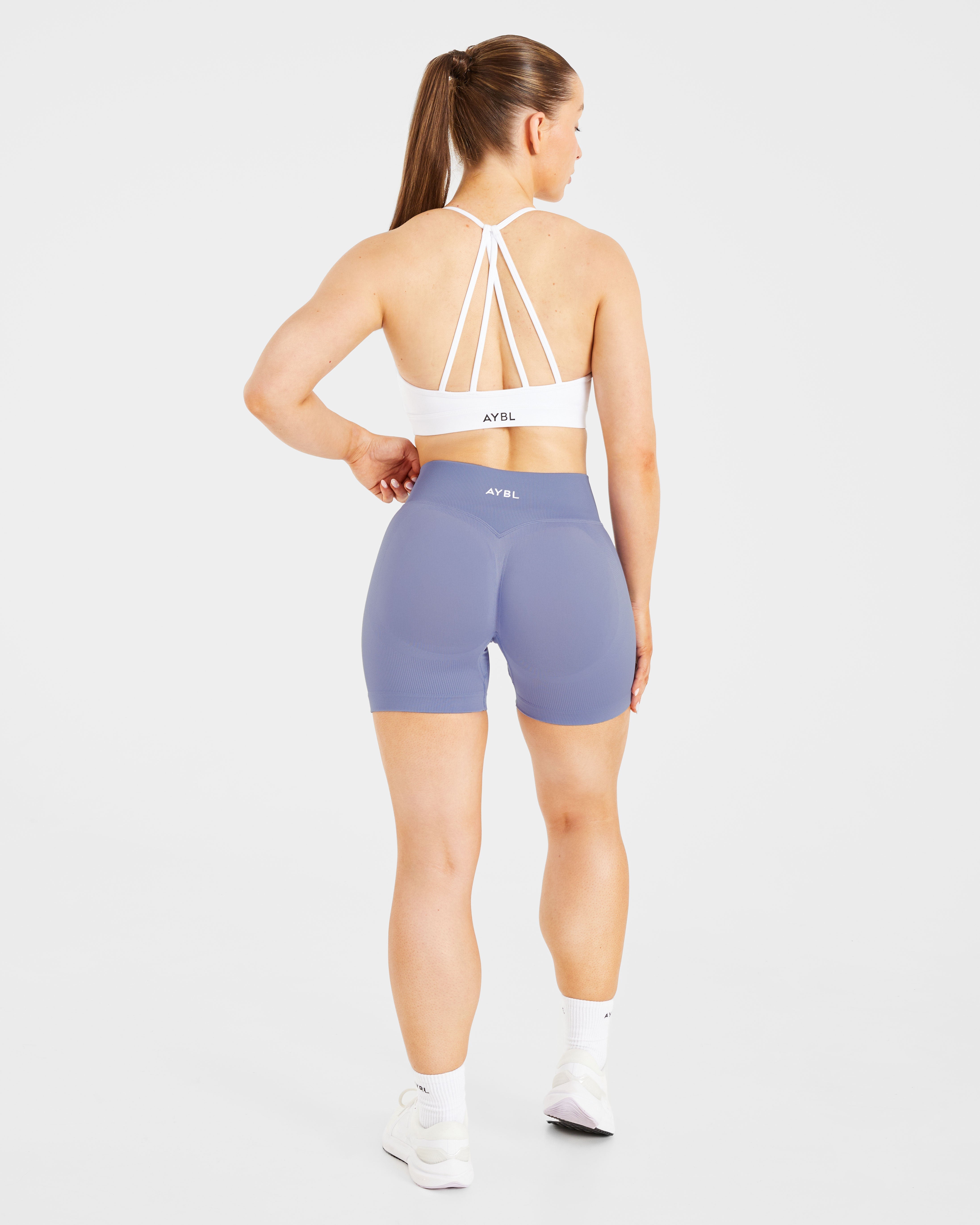 Essential V Neck Strappy Sports Bra - White