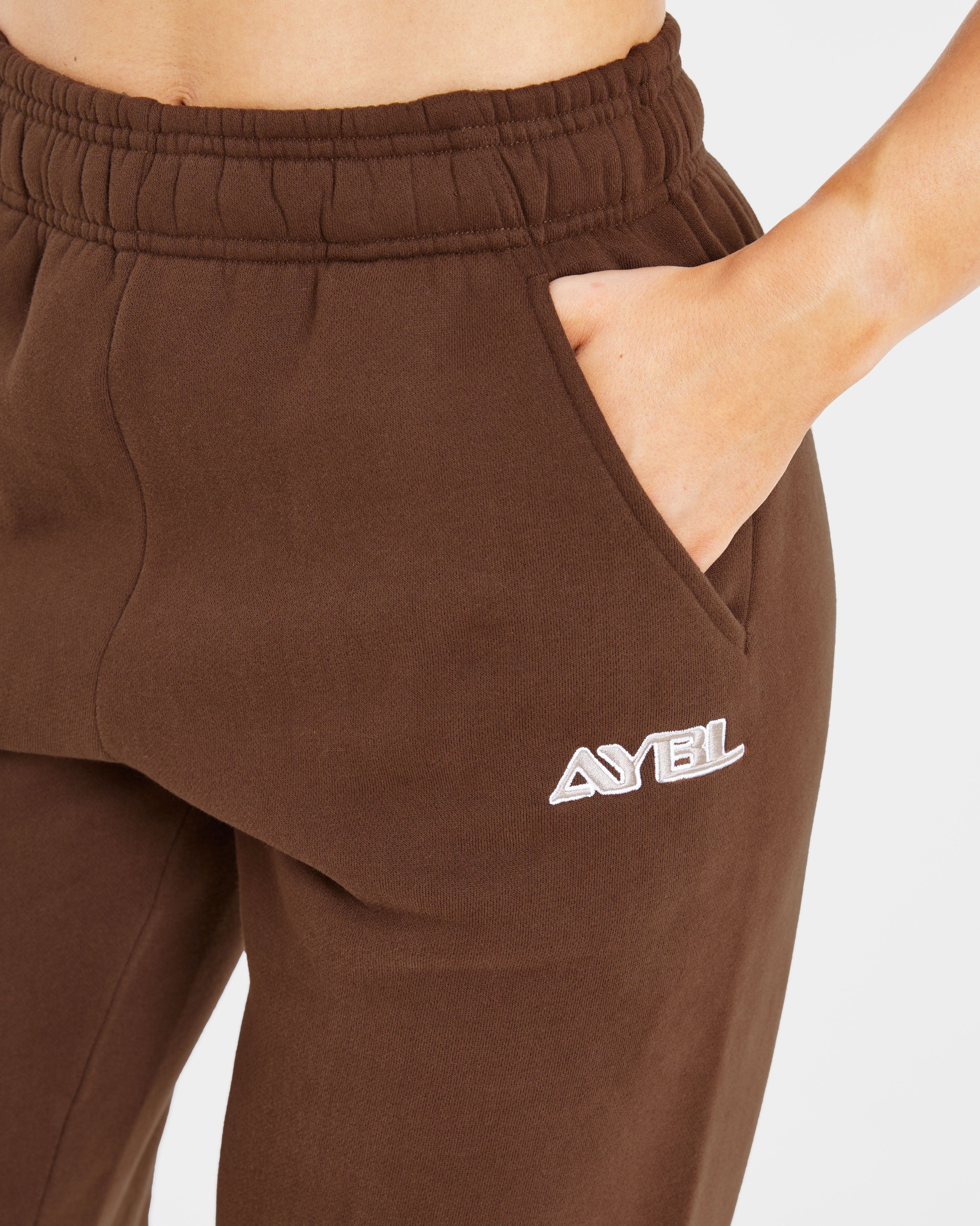 Retro Embroidered Oversized Joggers - Brown
