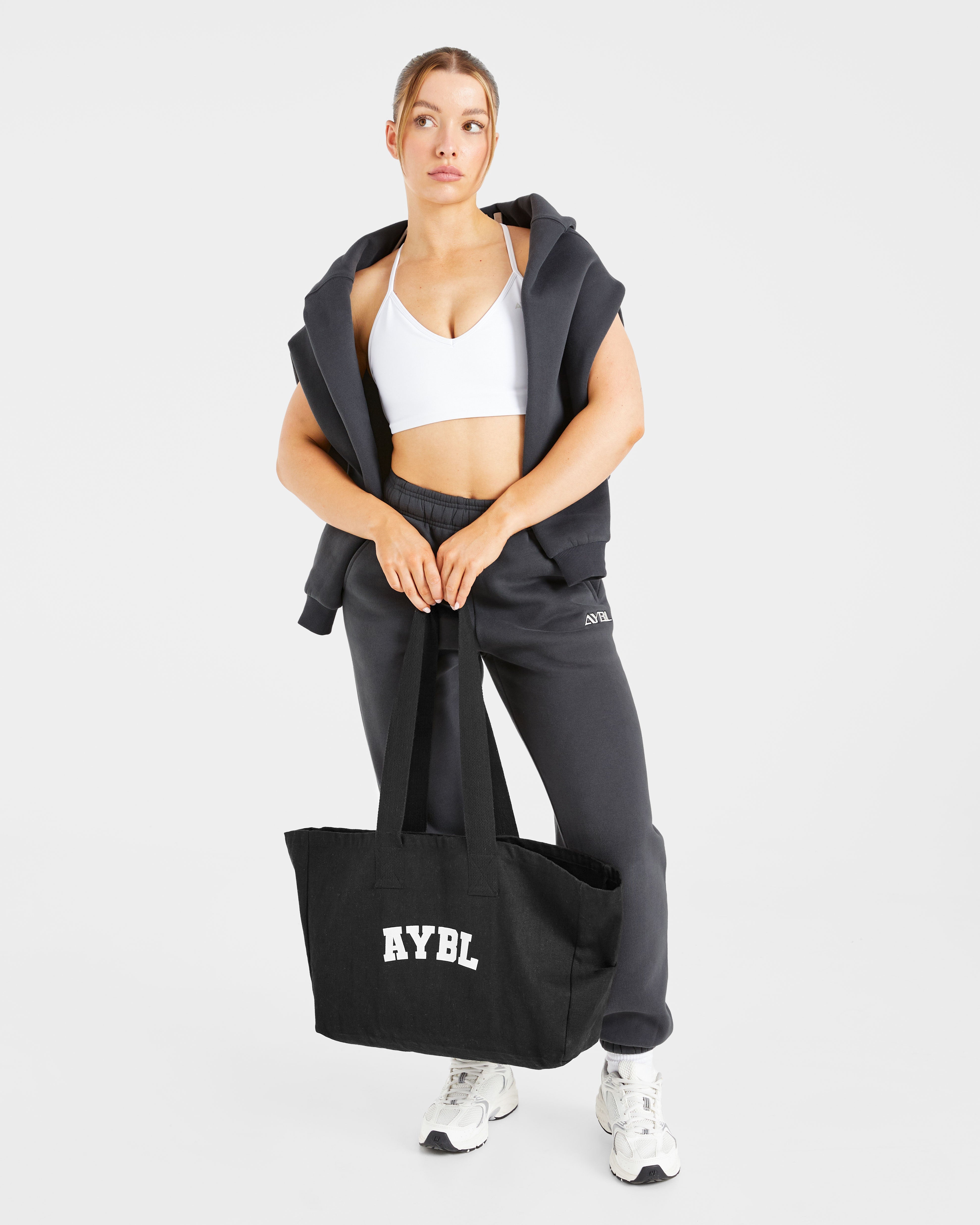 Retro Embroidered Oversized Joggers - Charcoal