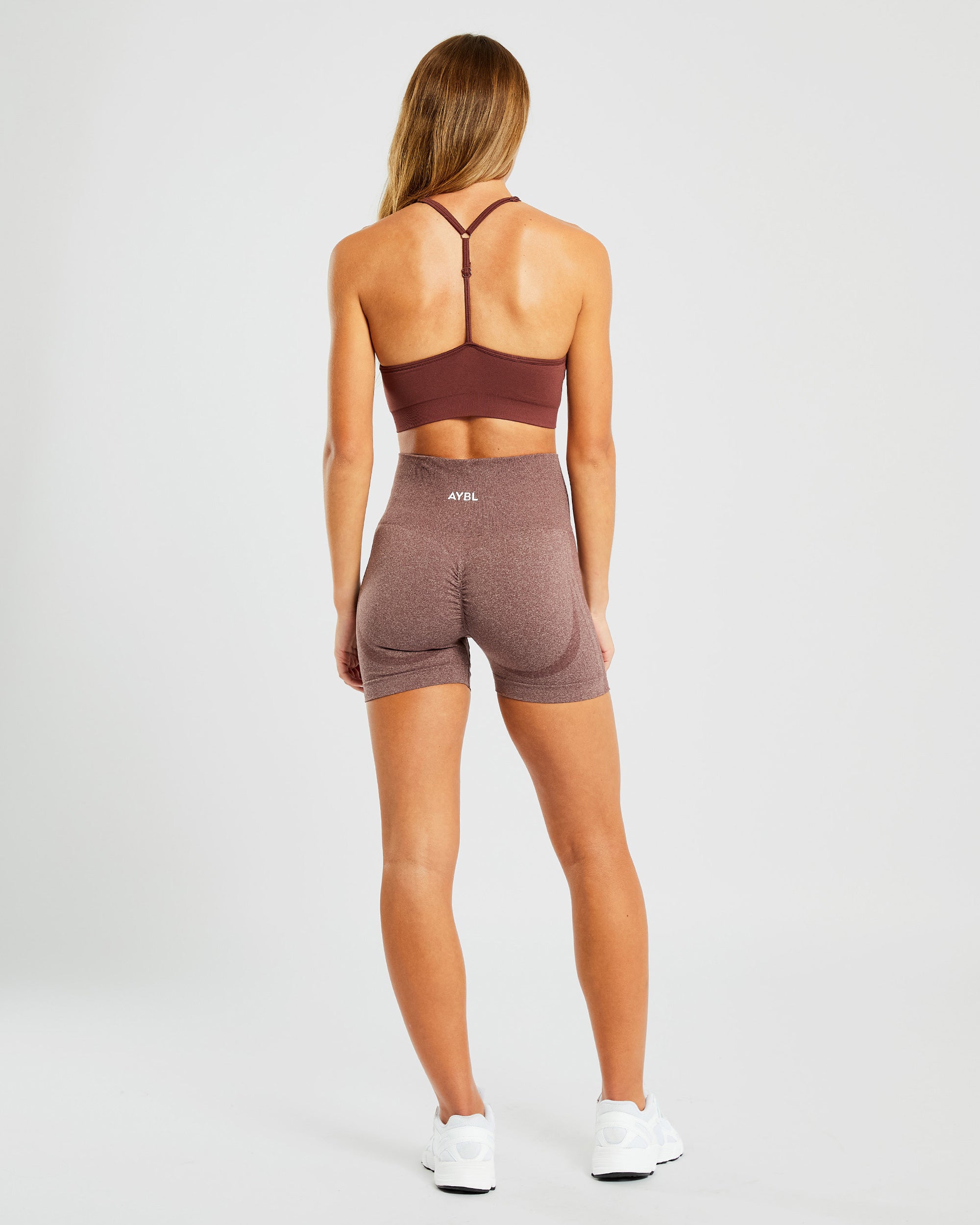 Essential Seamless V Neck Sports Bra - Cherry Brown