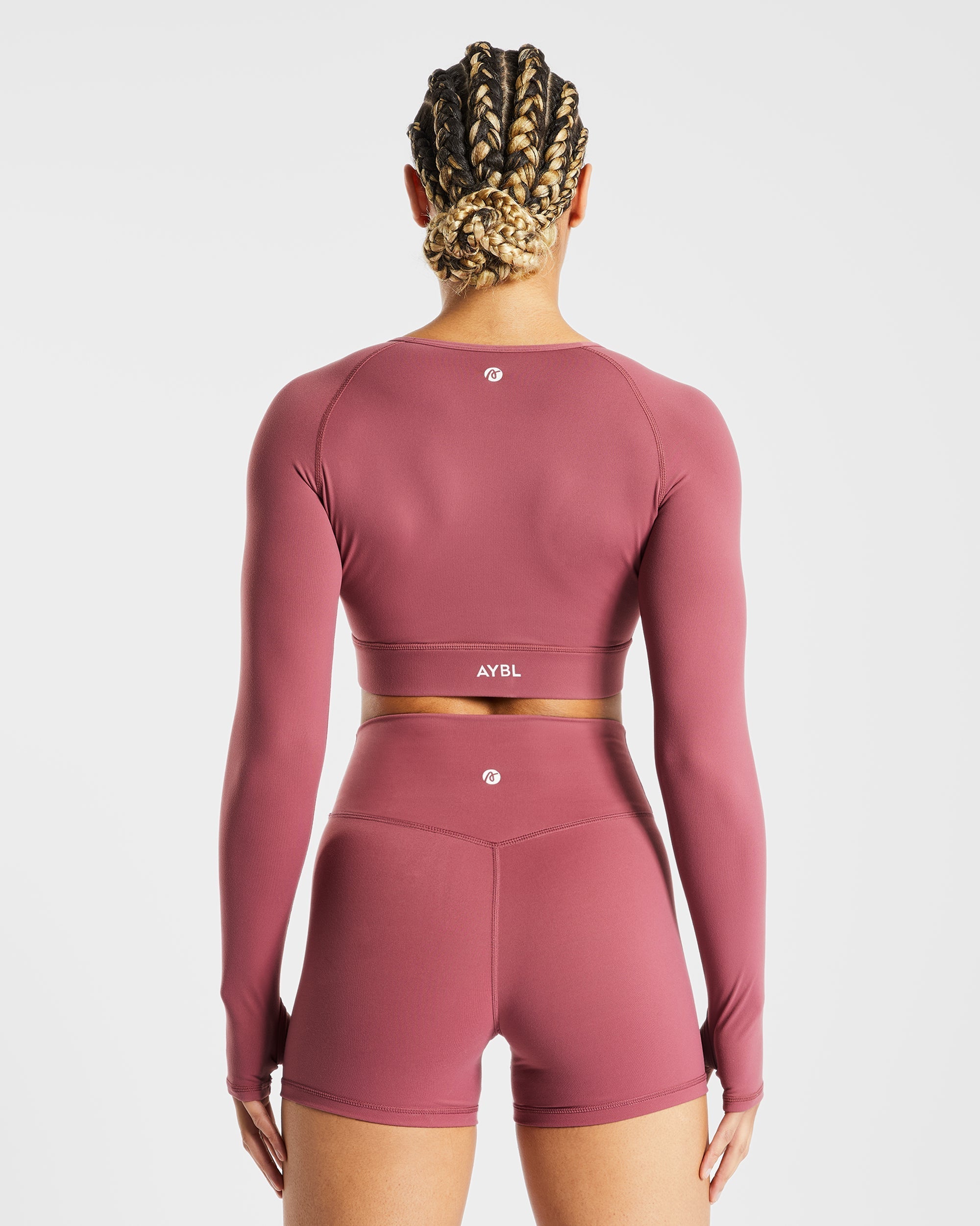 Core Long Sleeve Crop Top - Brick Red
