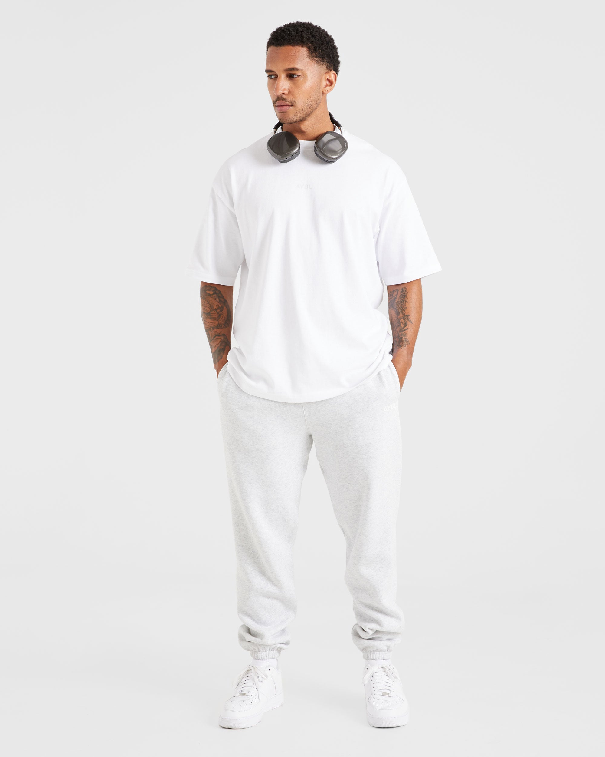 Essential Oversized Joggers - Grey Marl