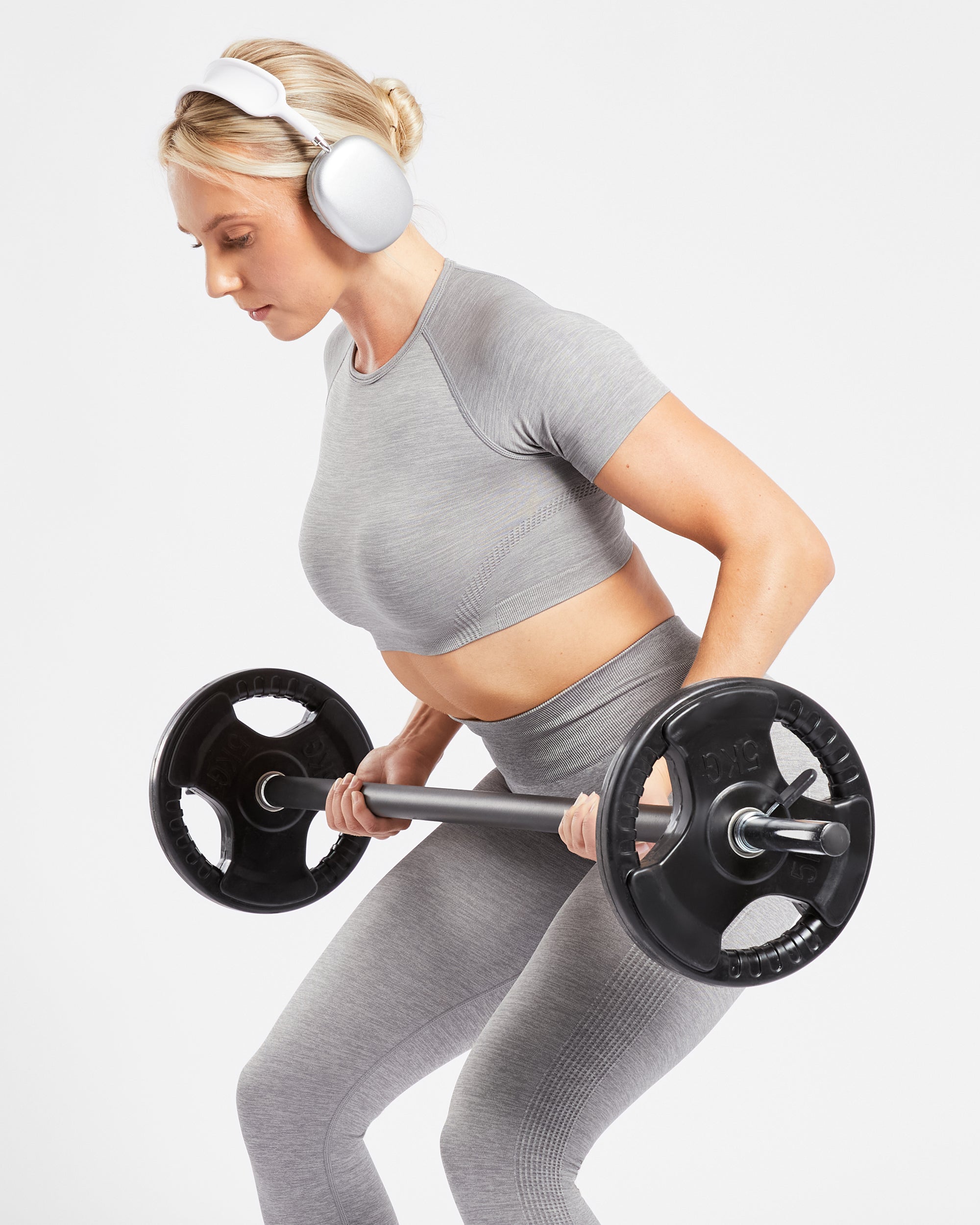 Revive Seamless Crop Top - Grey Marl